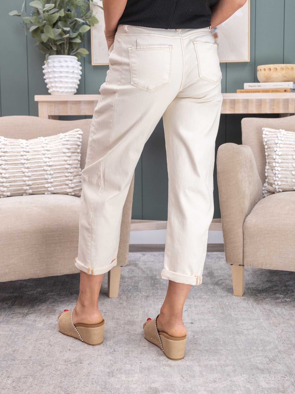 Risen High Rise Barrel Denim