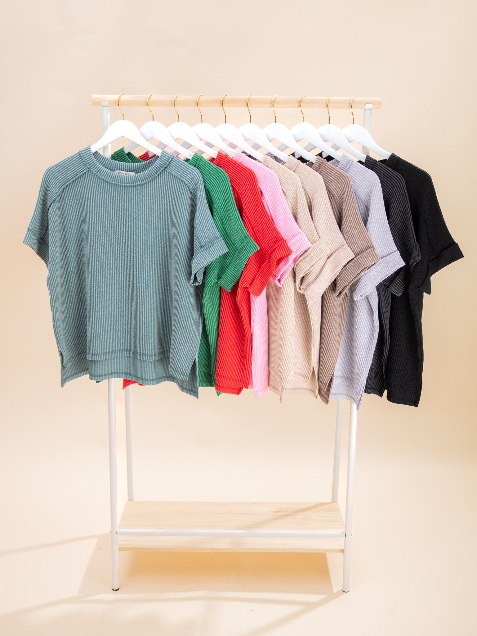 Zenana Raised Rib Short Sleeve Raw Edge Top | S/M - 2X/3X