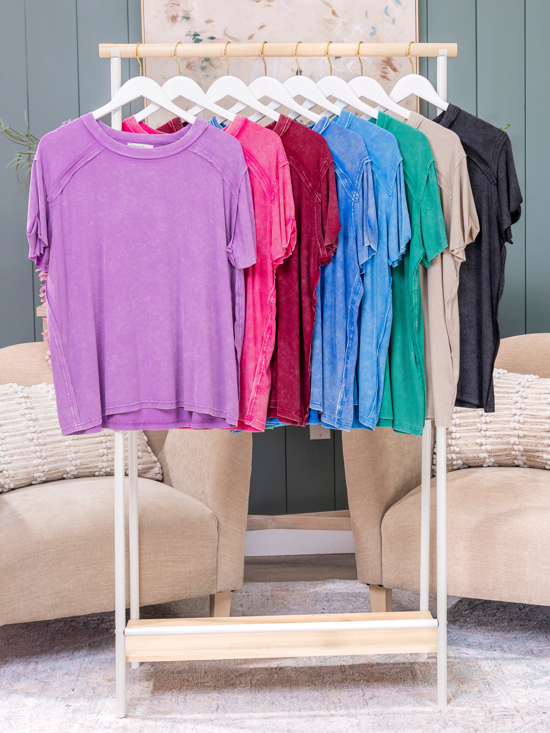 Zenana Short Sleeve Oversized Washed Ribbed Top | S/M-2X/3X