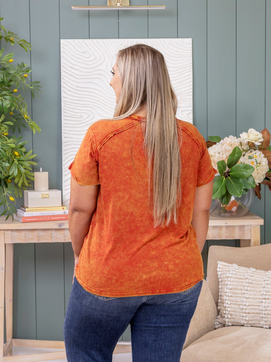 Zenana Short Sleeve Oversized Washed Ribbed Top | S/M-2X/3X