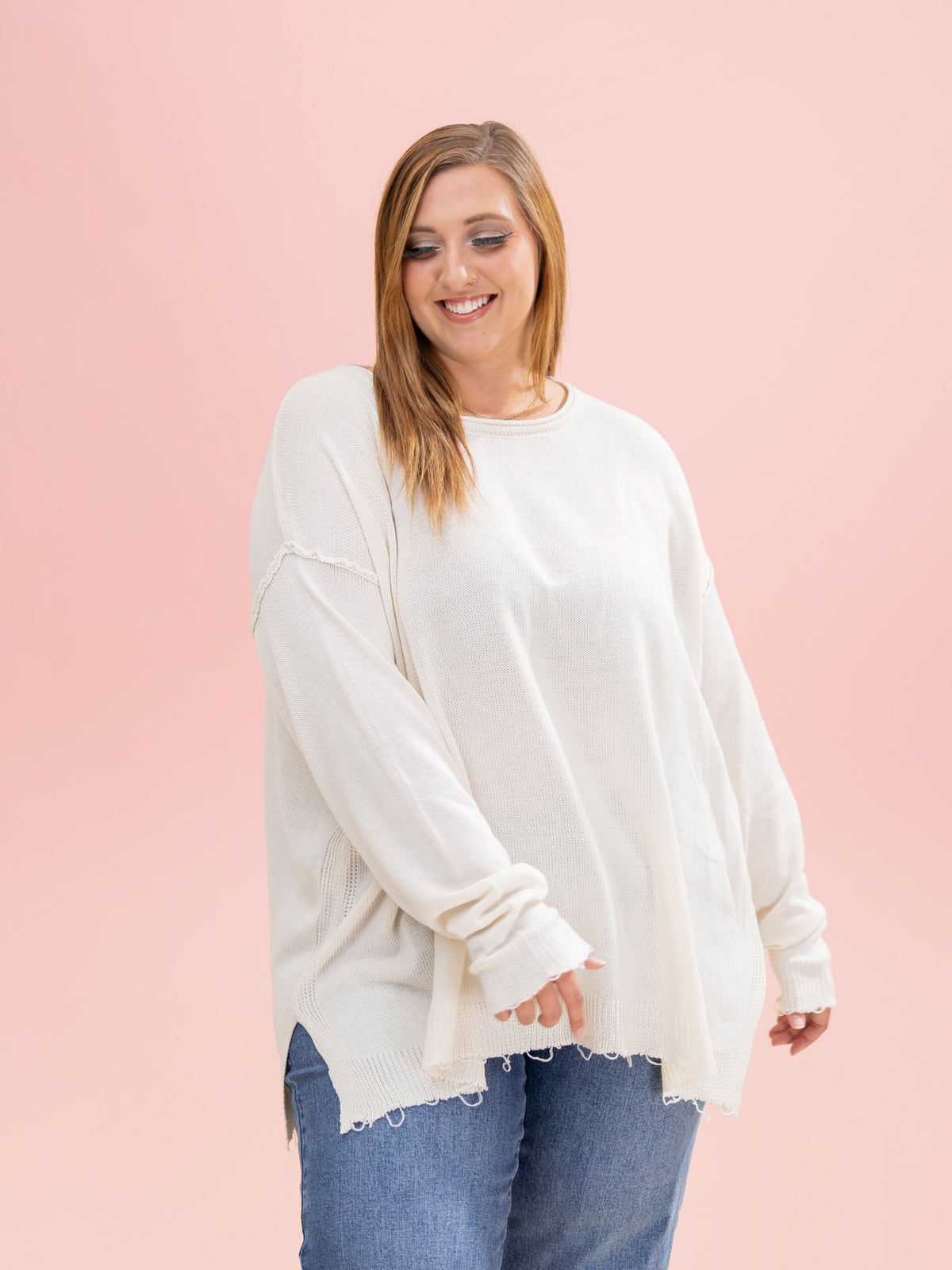 Jeans Lightweight Oversized Sweater Oversized Lightweight Raw Hem