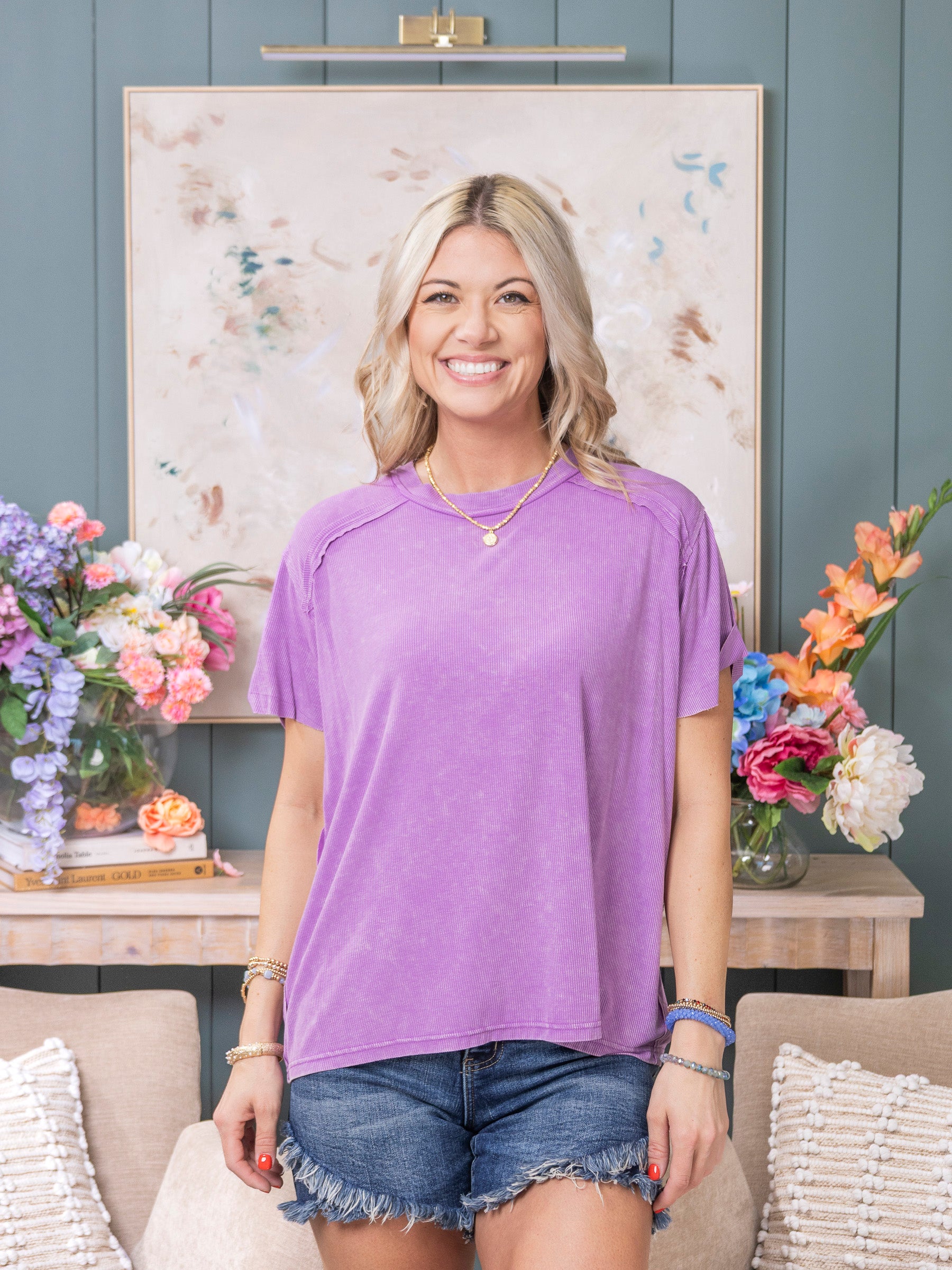 Zenana Short Sleeve Oversized Washed Ribbed Top | S/M-2X/3X