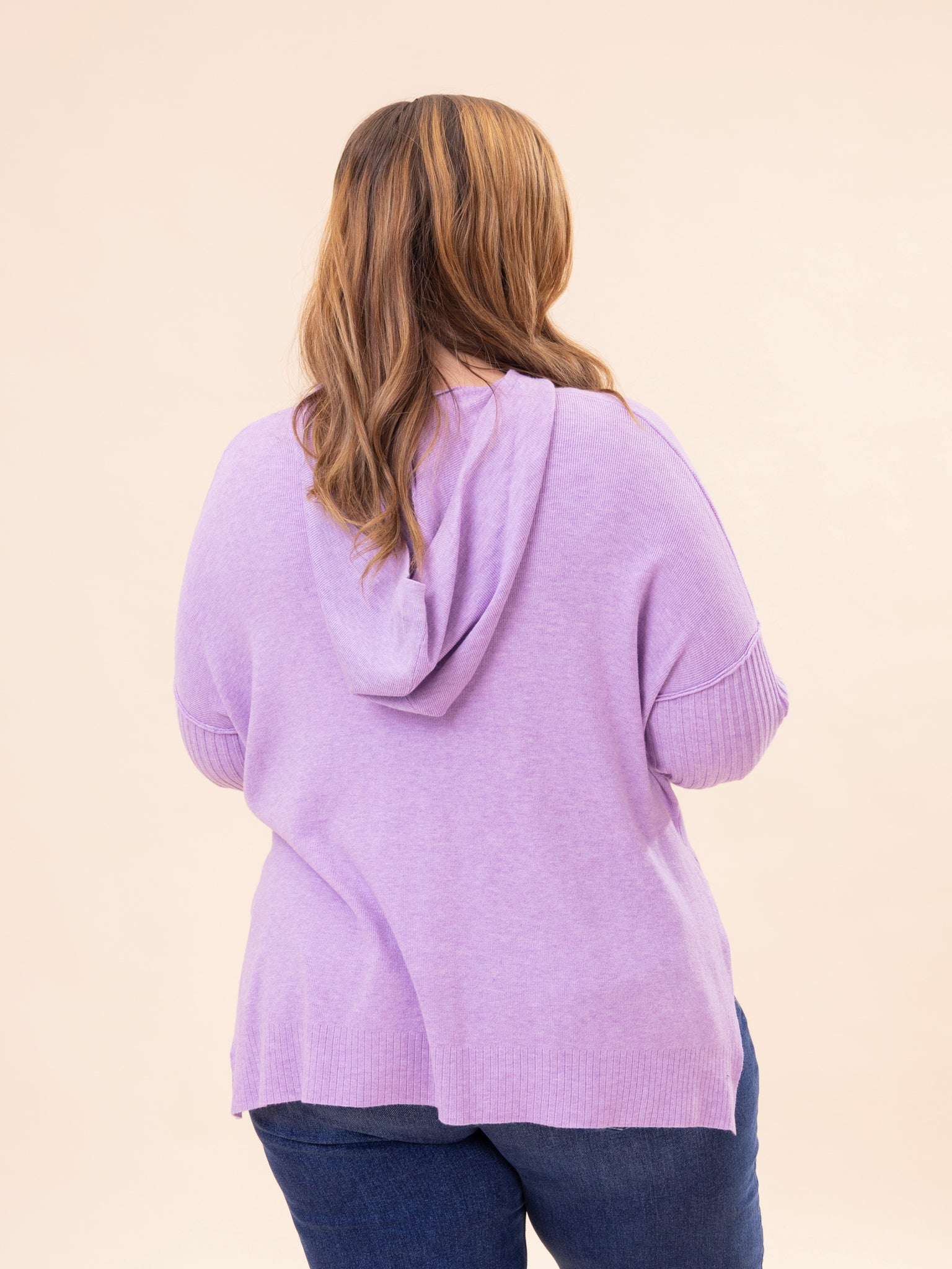 Zenana Perfect Knit Drawstring Hoodie w/ Rib Sleeve Sweater | S