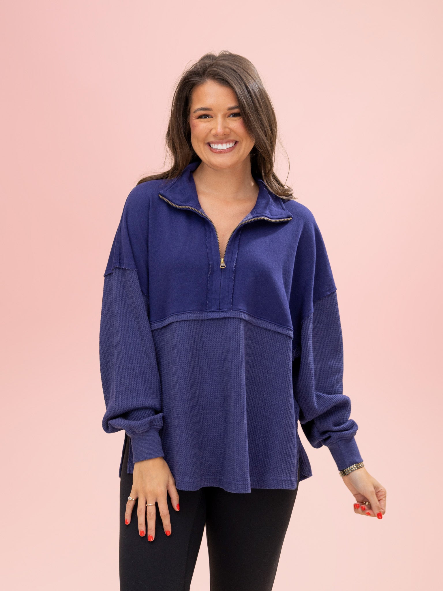 Quarter Zip Waffle Pullover by DD Design | S - 3XL | Great Fashion