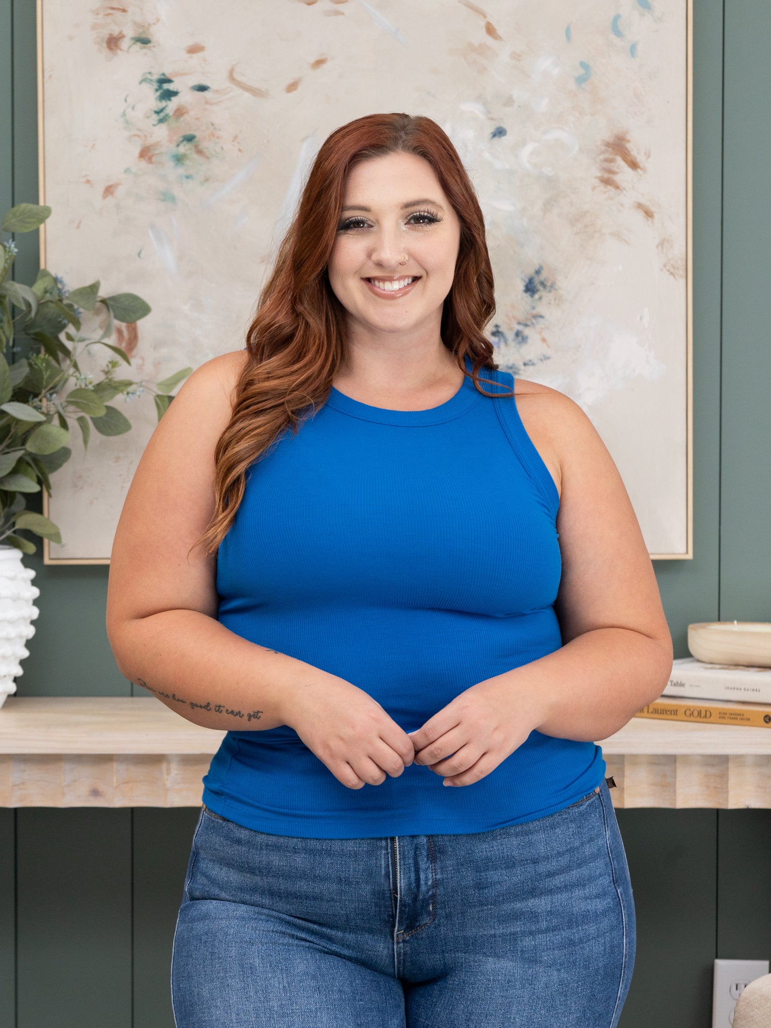 Women's Round Neck Tank Tops Summer Flowy Sleeveless Tunic(Nary Blue,L Casual Solid Round Neck Tank Lime Green Women Tank Tops \u0026 Camis