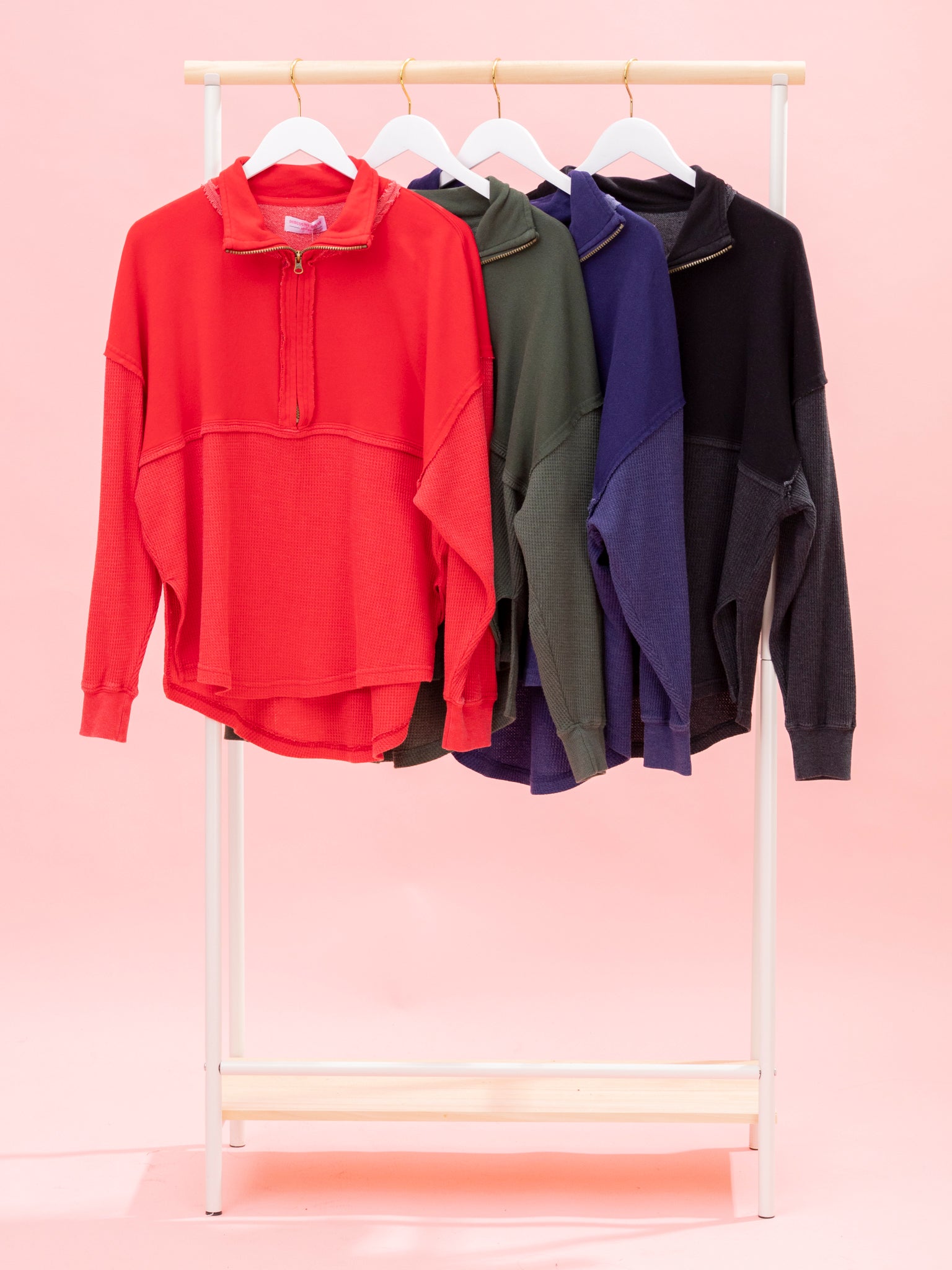Quarter Zip Waffle Pullover by DD Design | S - 3XL | Great Fashion