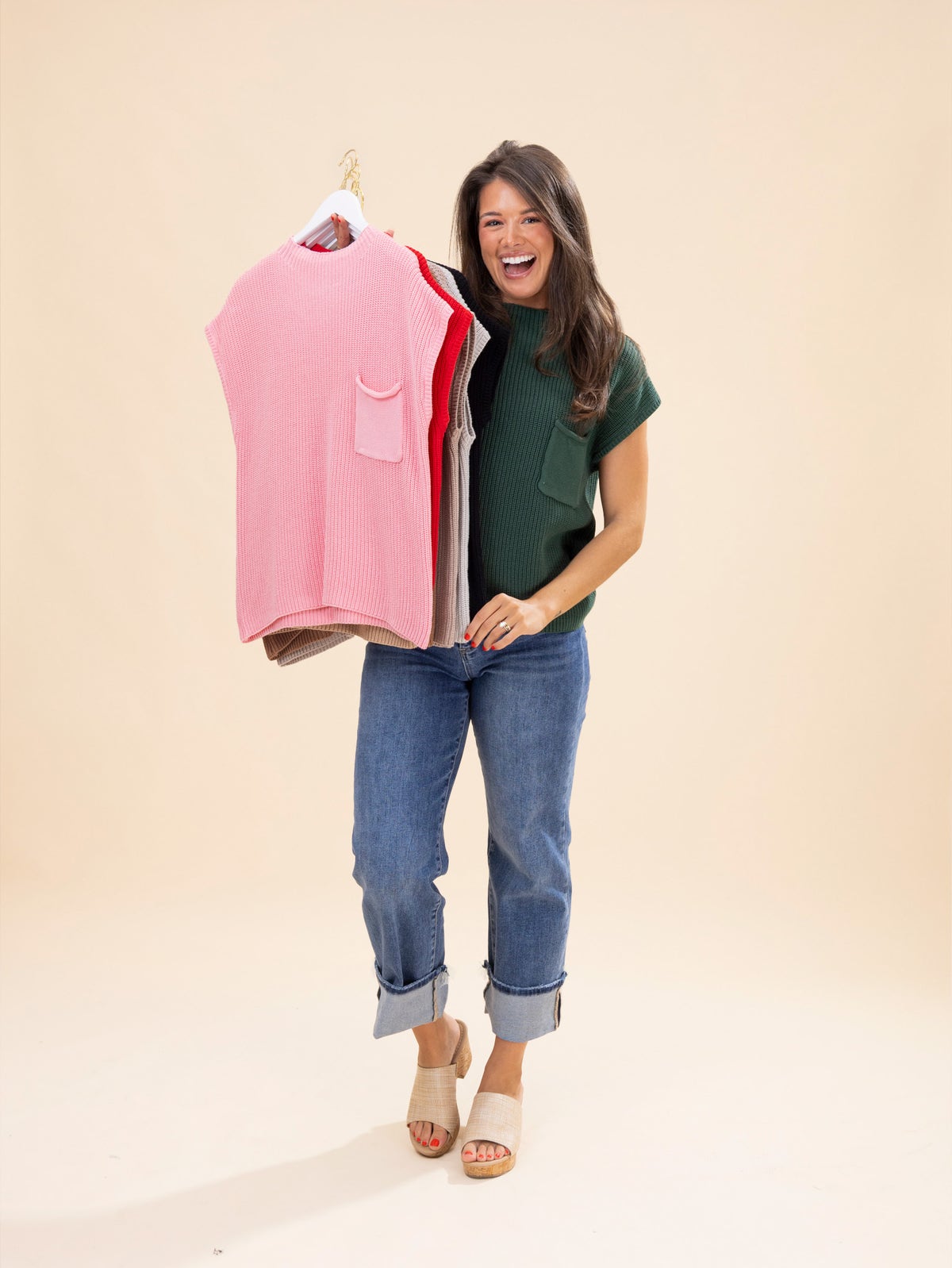 Zenana Viscose Mock Neck Exposed Seam Sweater