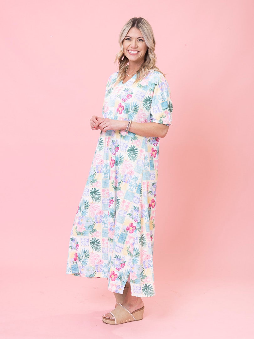 wrinkle free maxi dress Luxe Wrinkle Free Tropical Maxi Dress by DD Design