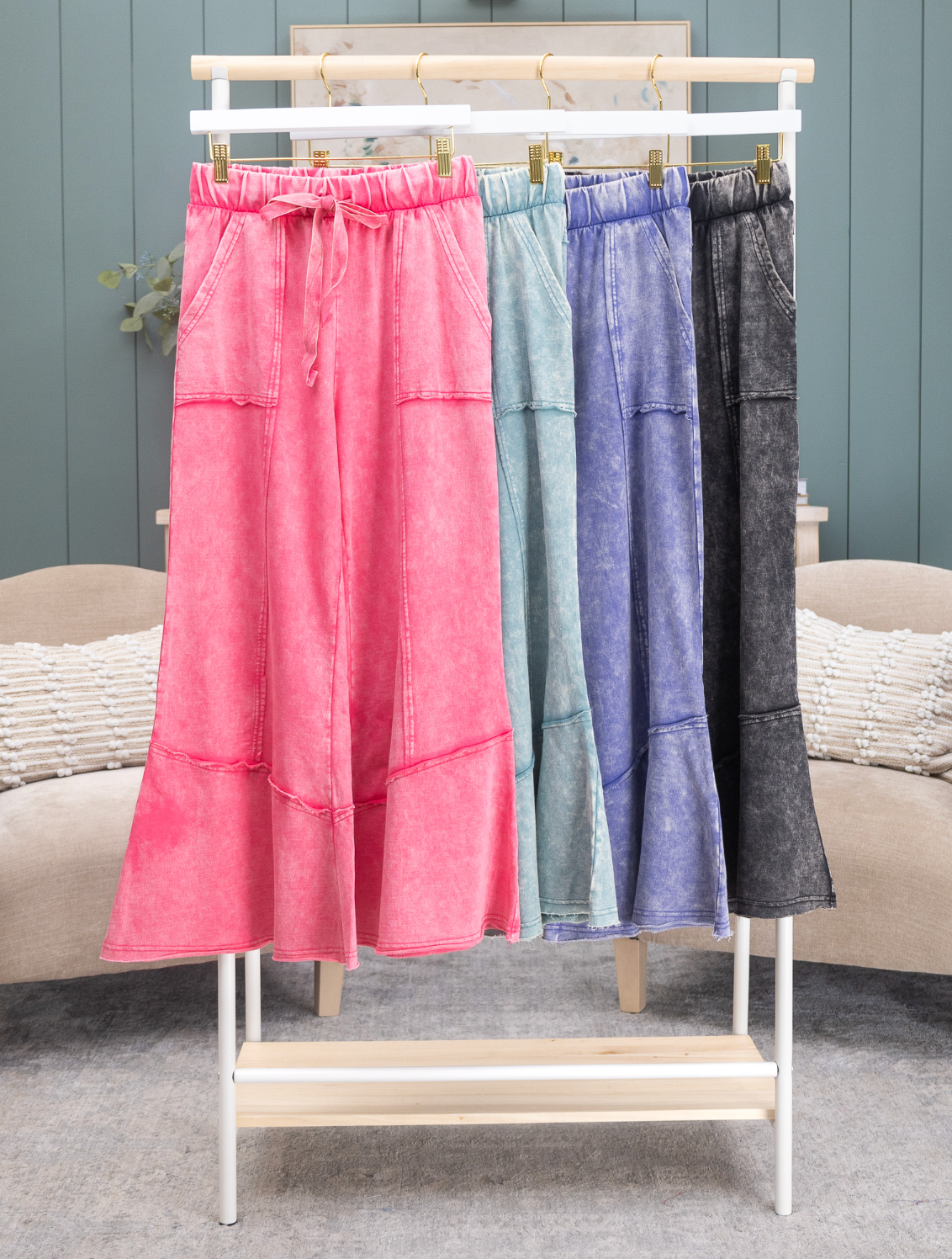 パンツ serenade 32 Zenana Exposed Seam Flared Hem Pants with Pockets | S-L | Great