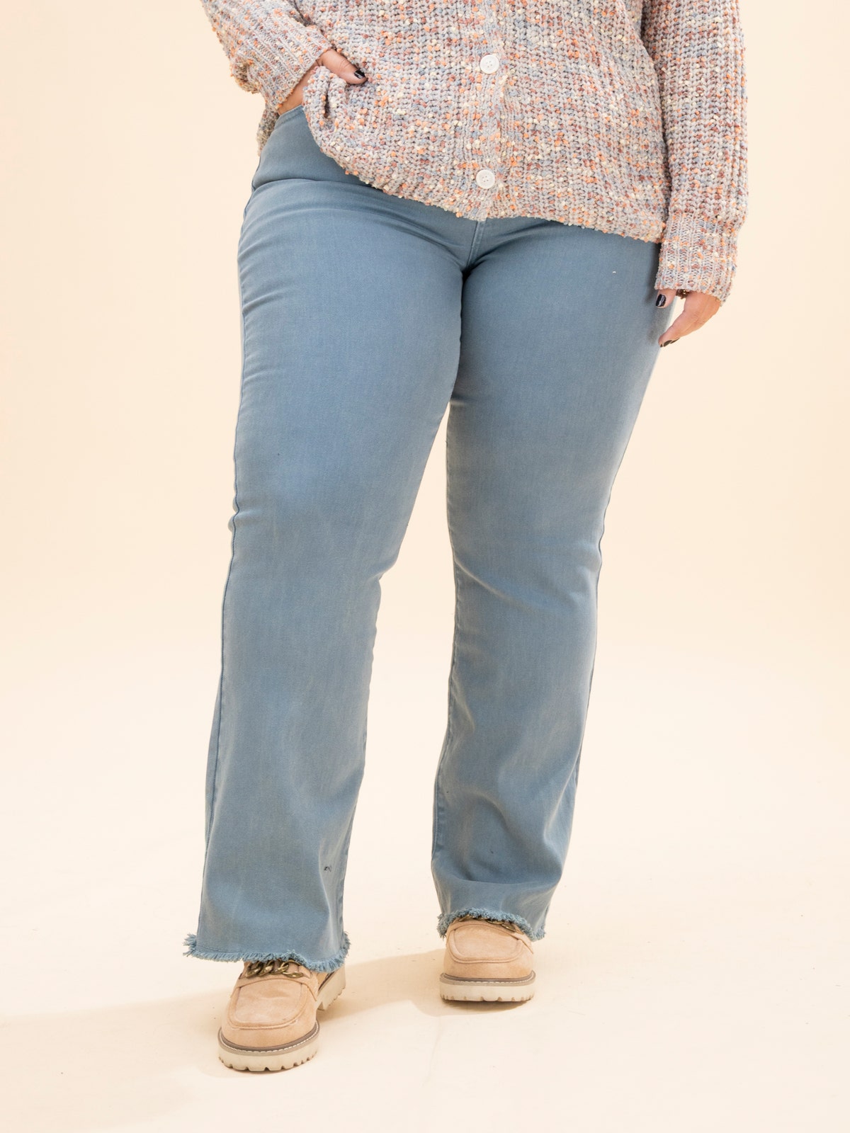Acid Washed Frayed Wide Pants main image 1