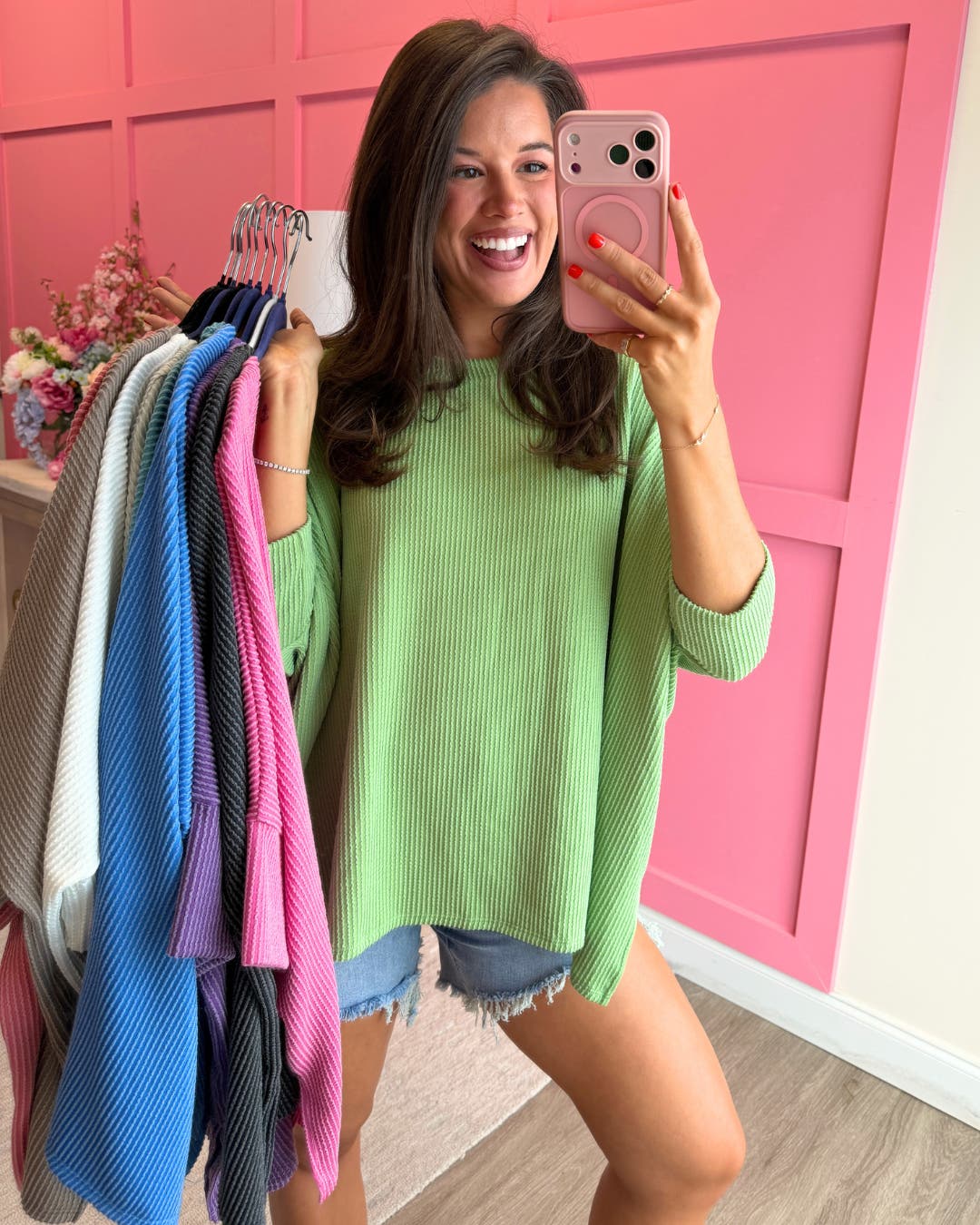 Raised Rib Easy-Fit Dolman 3/4 Sleeve Top by DD Design | Reg