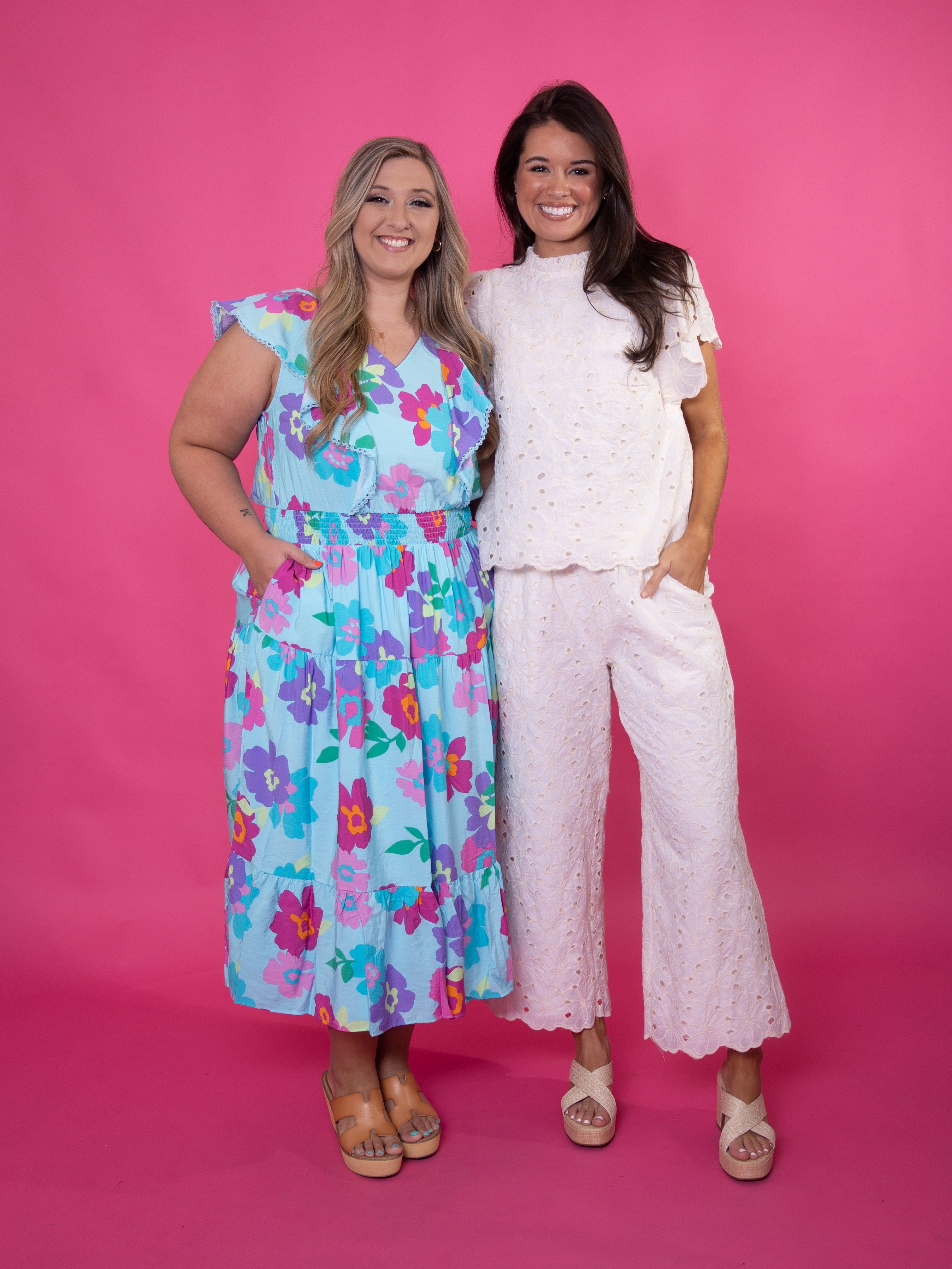 Relaxed Wide Leg Eyelet Lace Pants | S-L Set w/ Sku49806 | Great