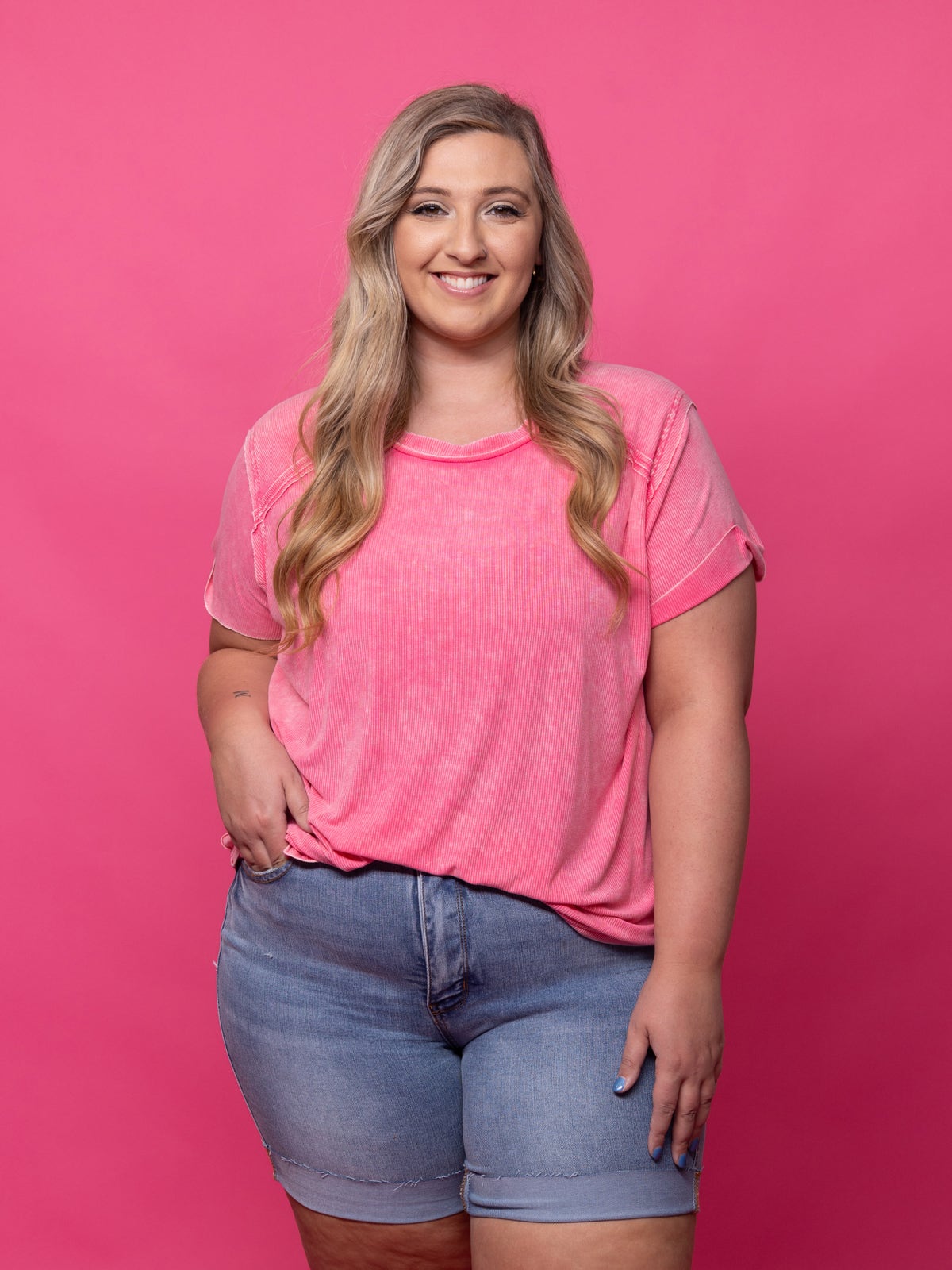 Judy Blue High Waist Tummy Control Cool Denim Bermuda Shorts S