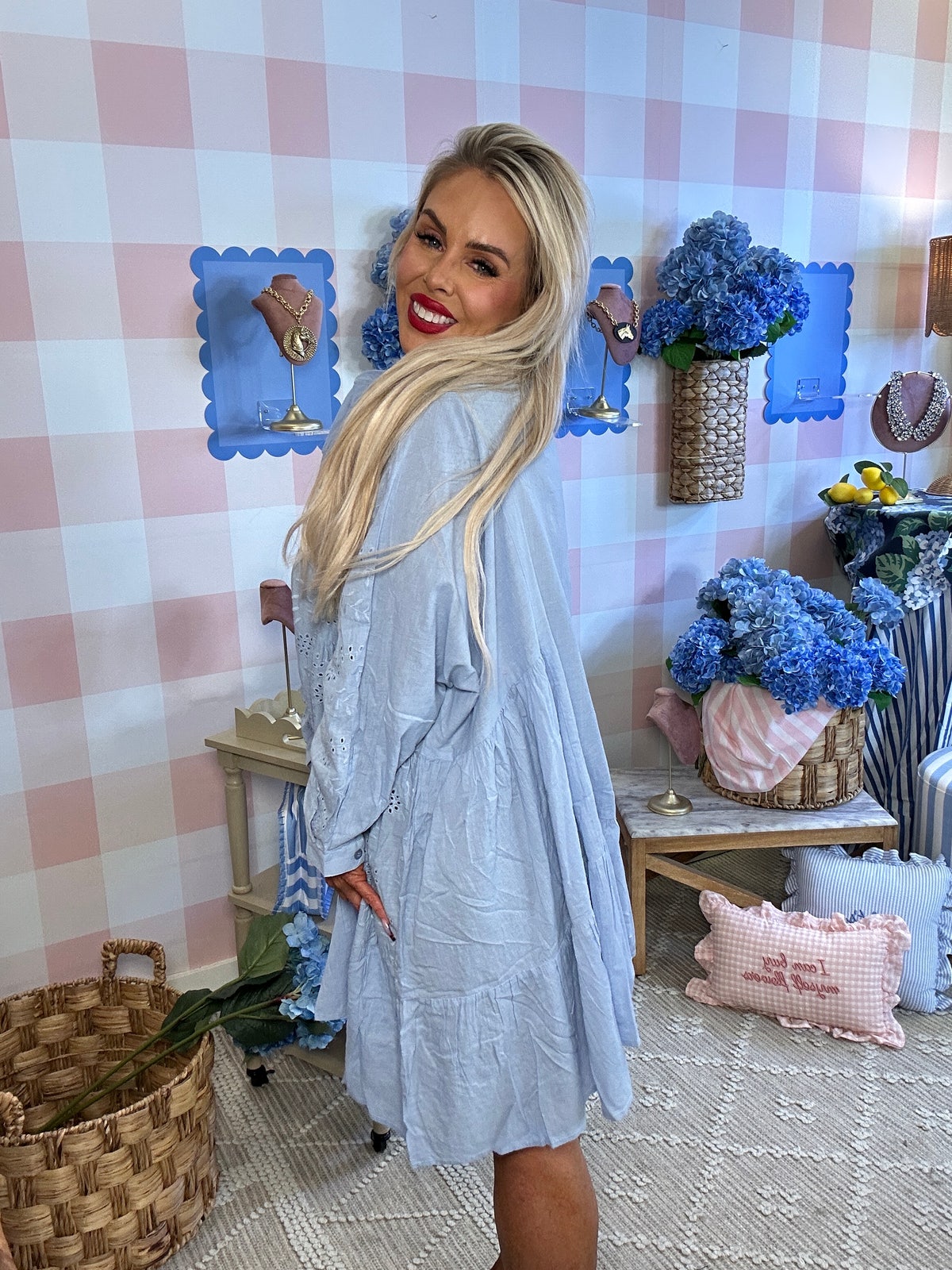Sky Blue Embroidered Eyelet Dress | Deep South Pout | Trendy Women's Clothing & Accessories New Arrivals Daily Sky Blue Embroidered Eyelet Dress | Deep South Pout | Trendy Women's Clothing & Accessories New Arrivals Daily