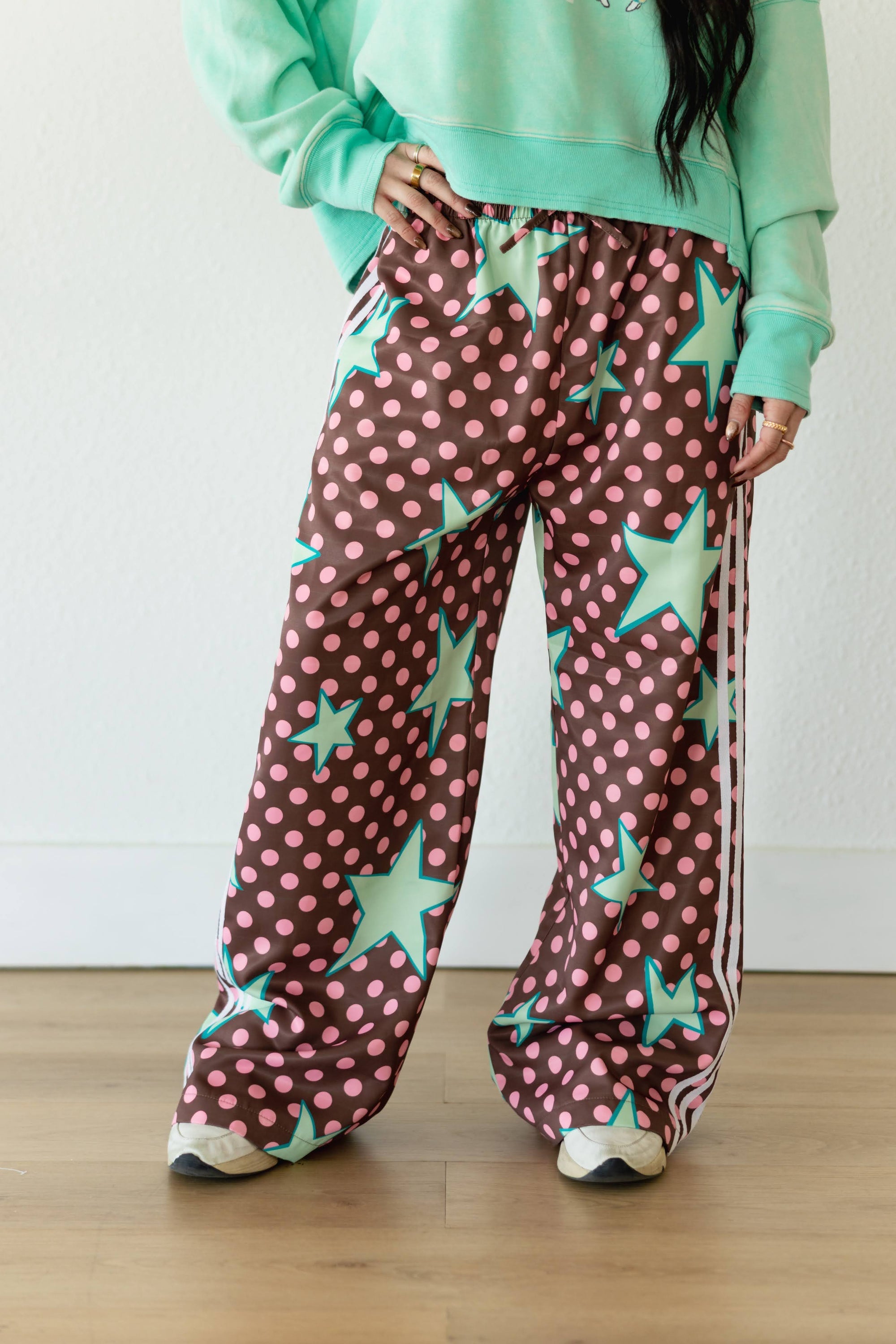 Pre-Order* Mint Star Polka Dot Wide Leg Pants (ETA SHIP 7/17