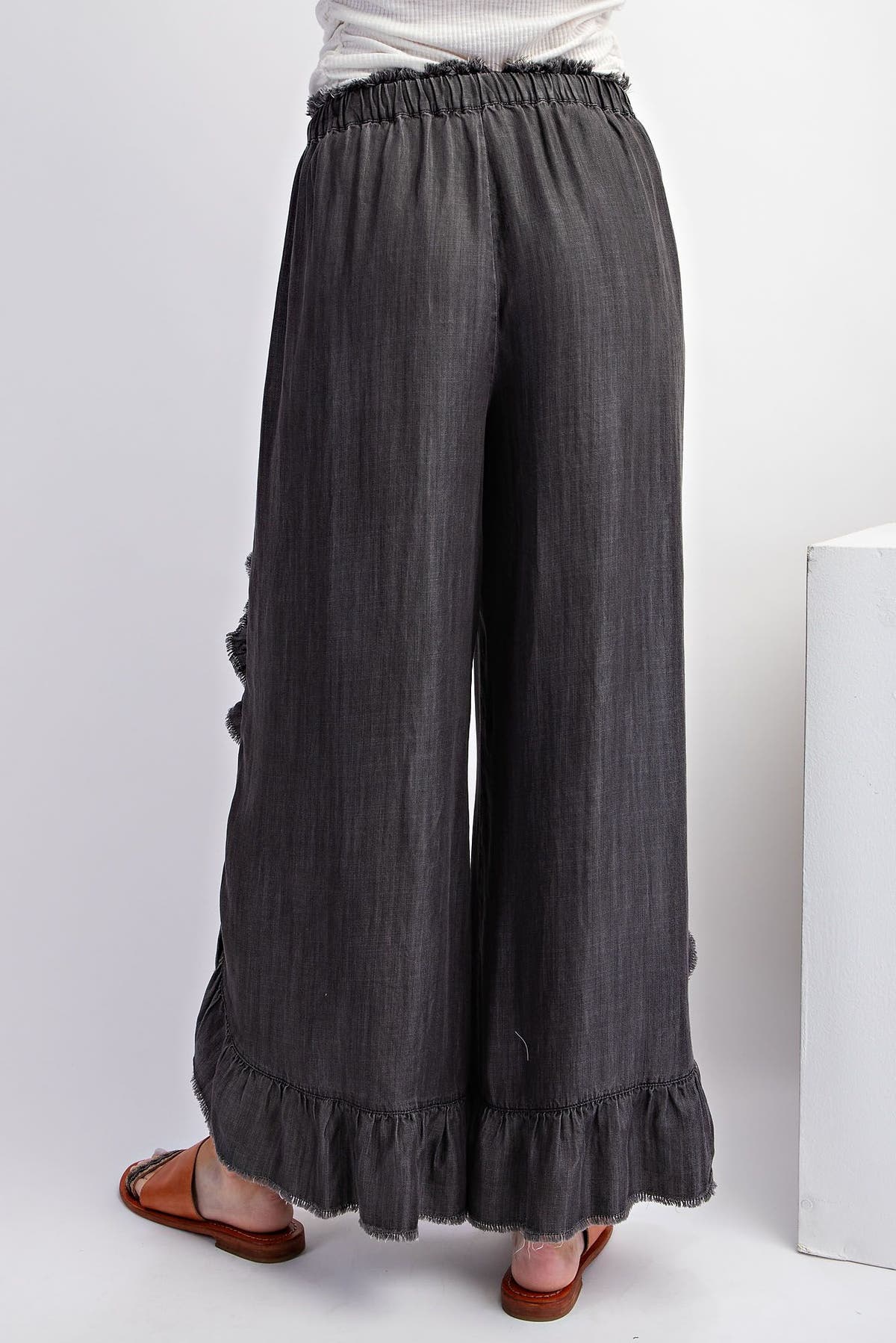 final SALE!!! Easel Ruffle Detailing Pants (Black)