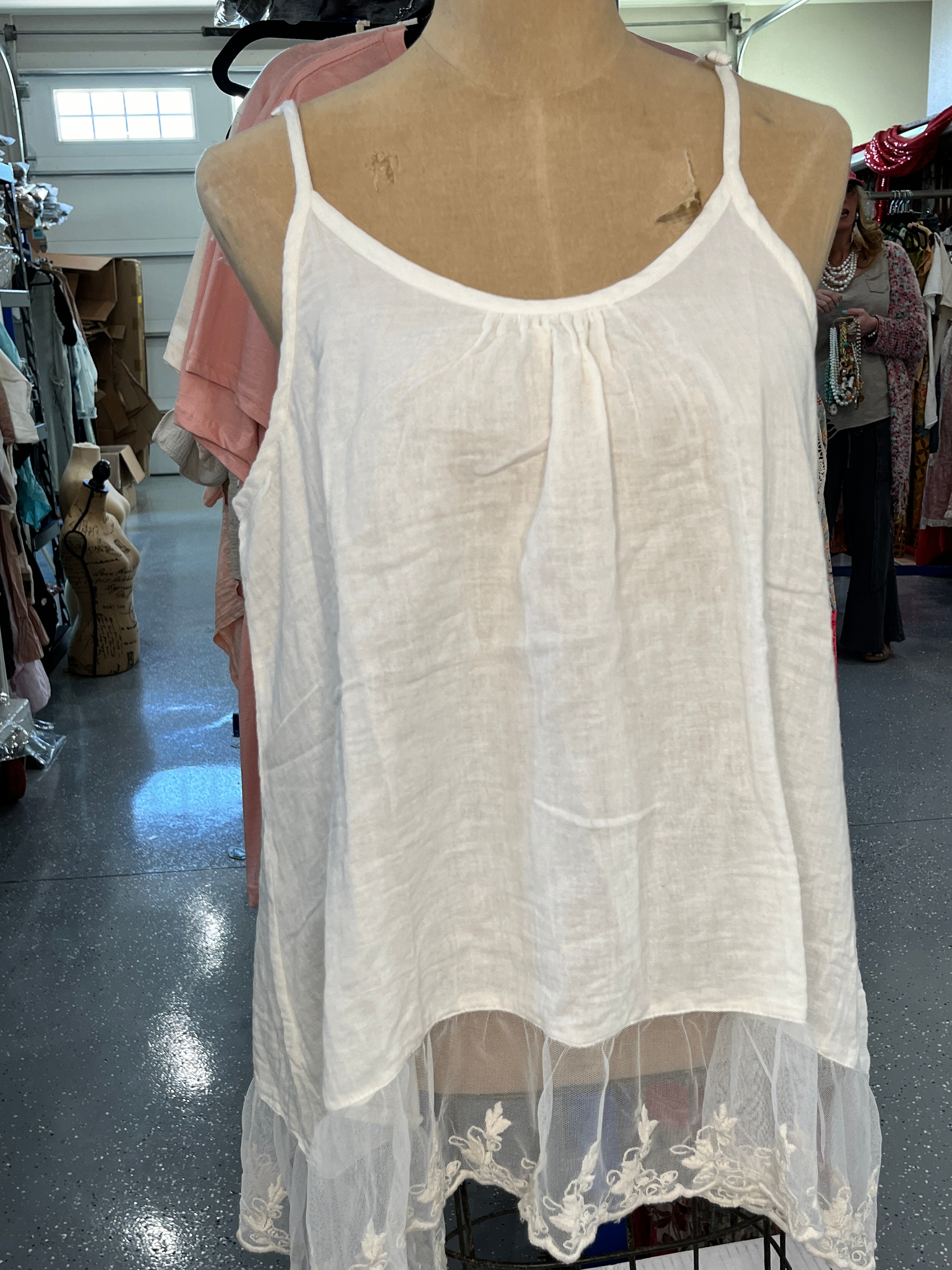 Paper Lace Sleeveless Cami (Cream) | Eclectic Ruby Red