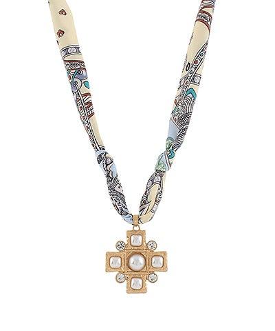 Geo Cross Pendant Scarf Necklace *Final Sale* | Elisabet