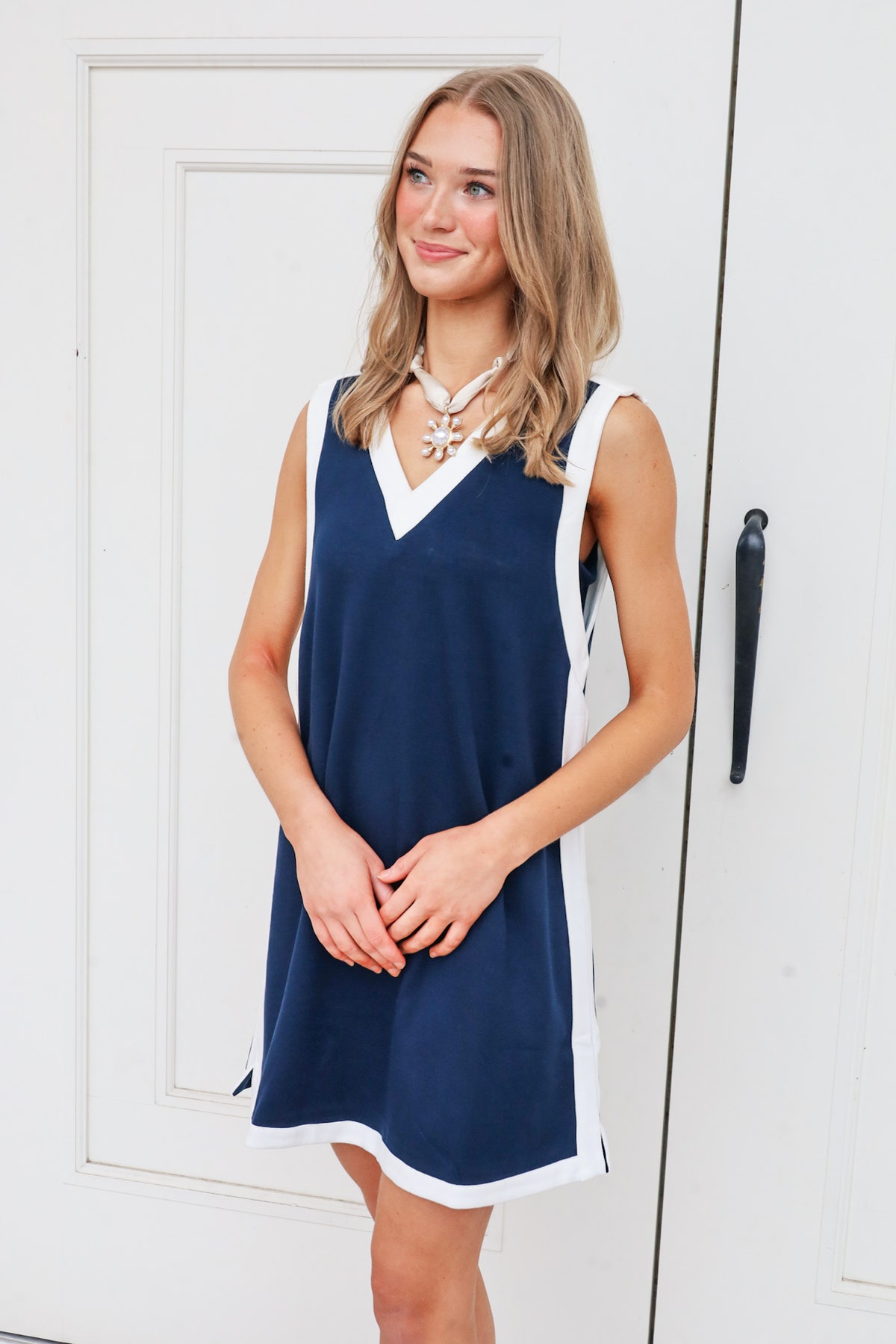 Classic Lines Navy Dress | Ellie Clothing