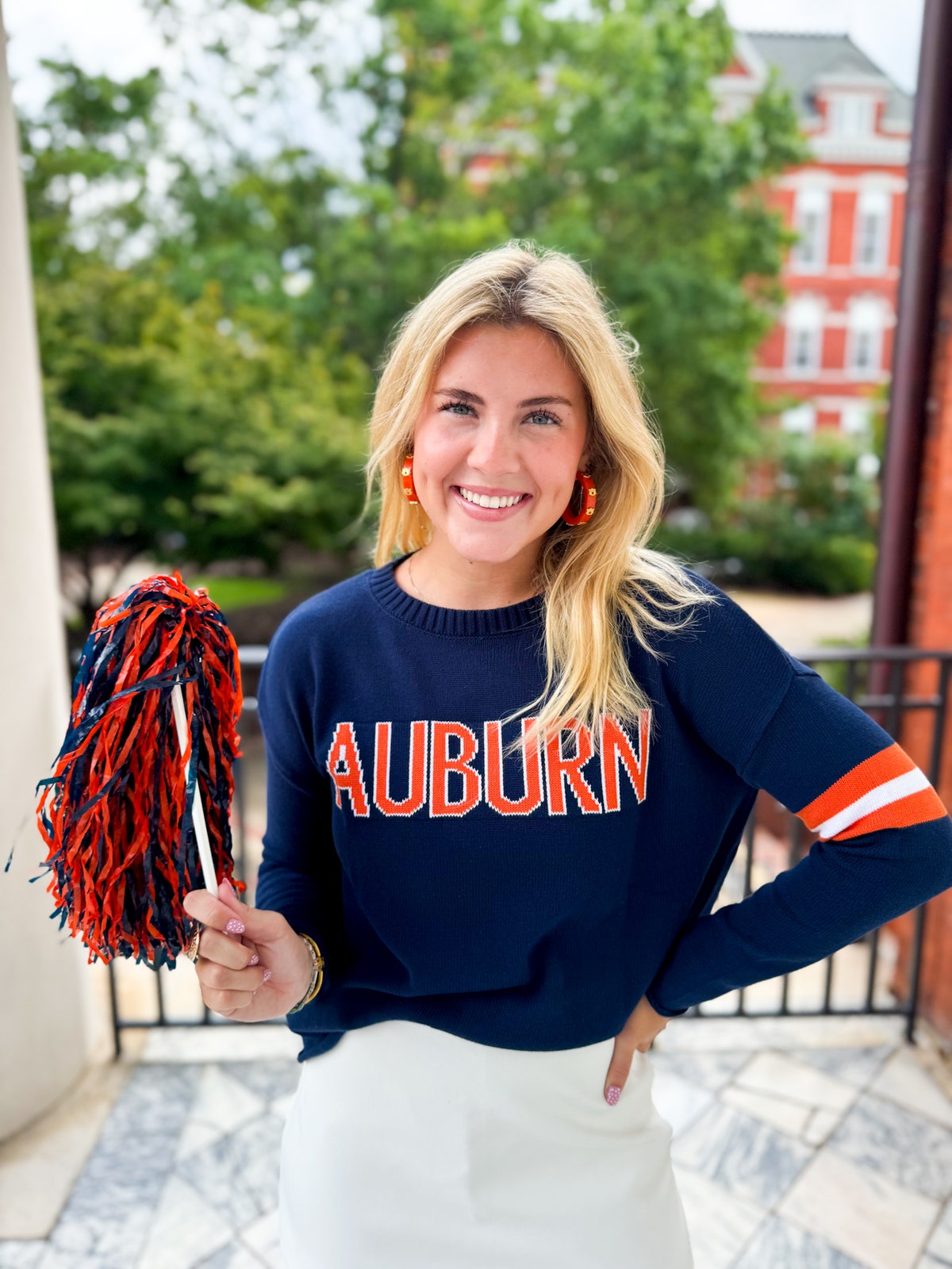 Navy War Eagle Back-Auburn Sweater Ellie Clothing