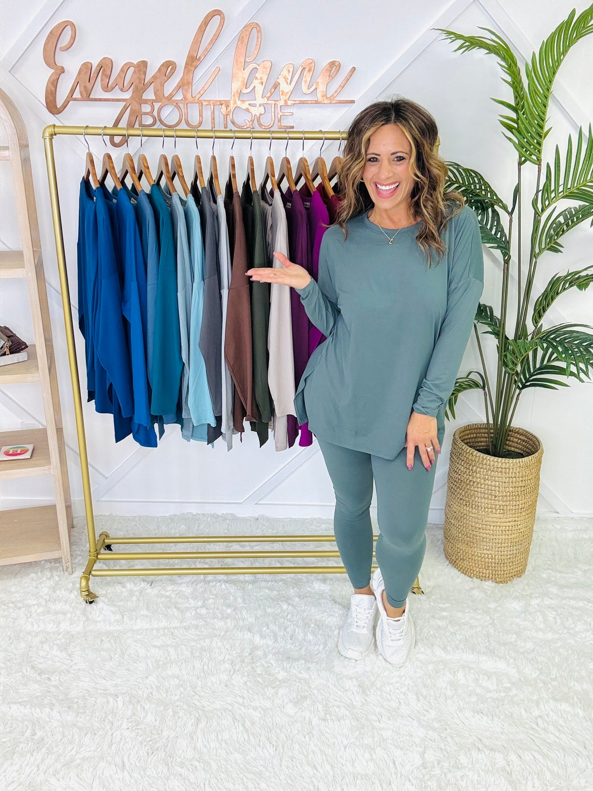 Zenana Buttery Soft Long Sleeve Tunic & Legging Set | Engel Lane