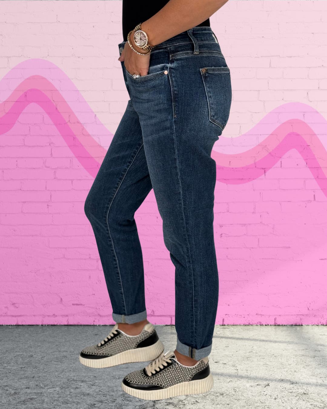 Dorinda Mid-Rise Cuffed Boyfriend Denim Judy Blue Shop Envy - Main Image