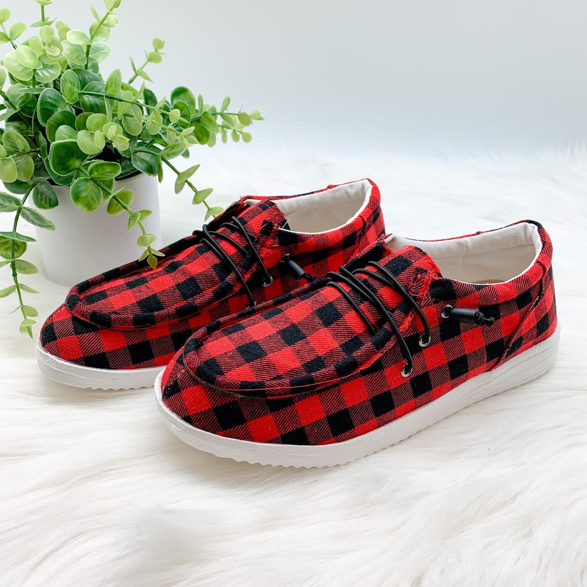 Slip On Sneakers BUFFALO PLAID RED/BLACK Home