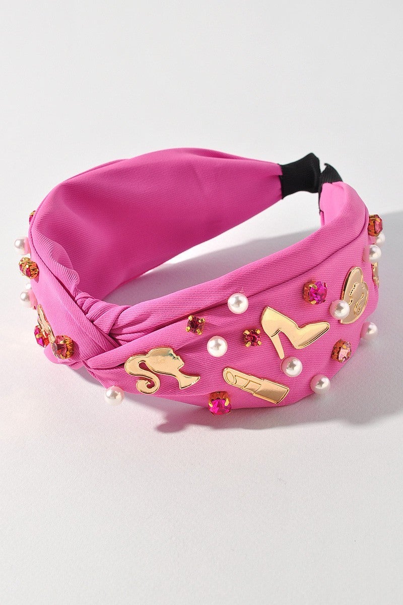 Barbie Pearl Stone Headband - PINK *Final Sale* | Home display picture 3