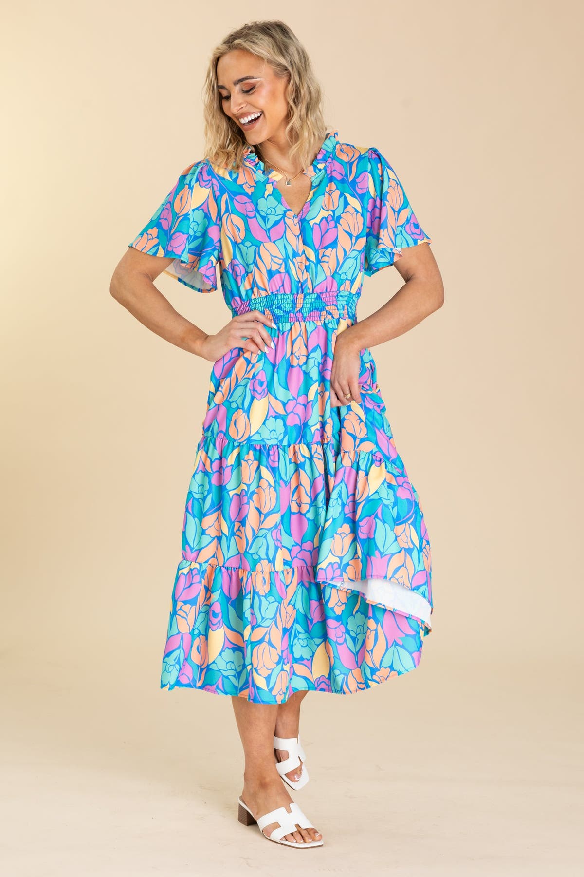 princess polly baby blue dress Cornflower Ditsy Floral Dress M – OMNIA