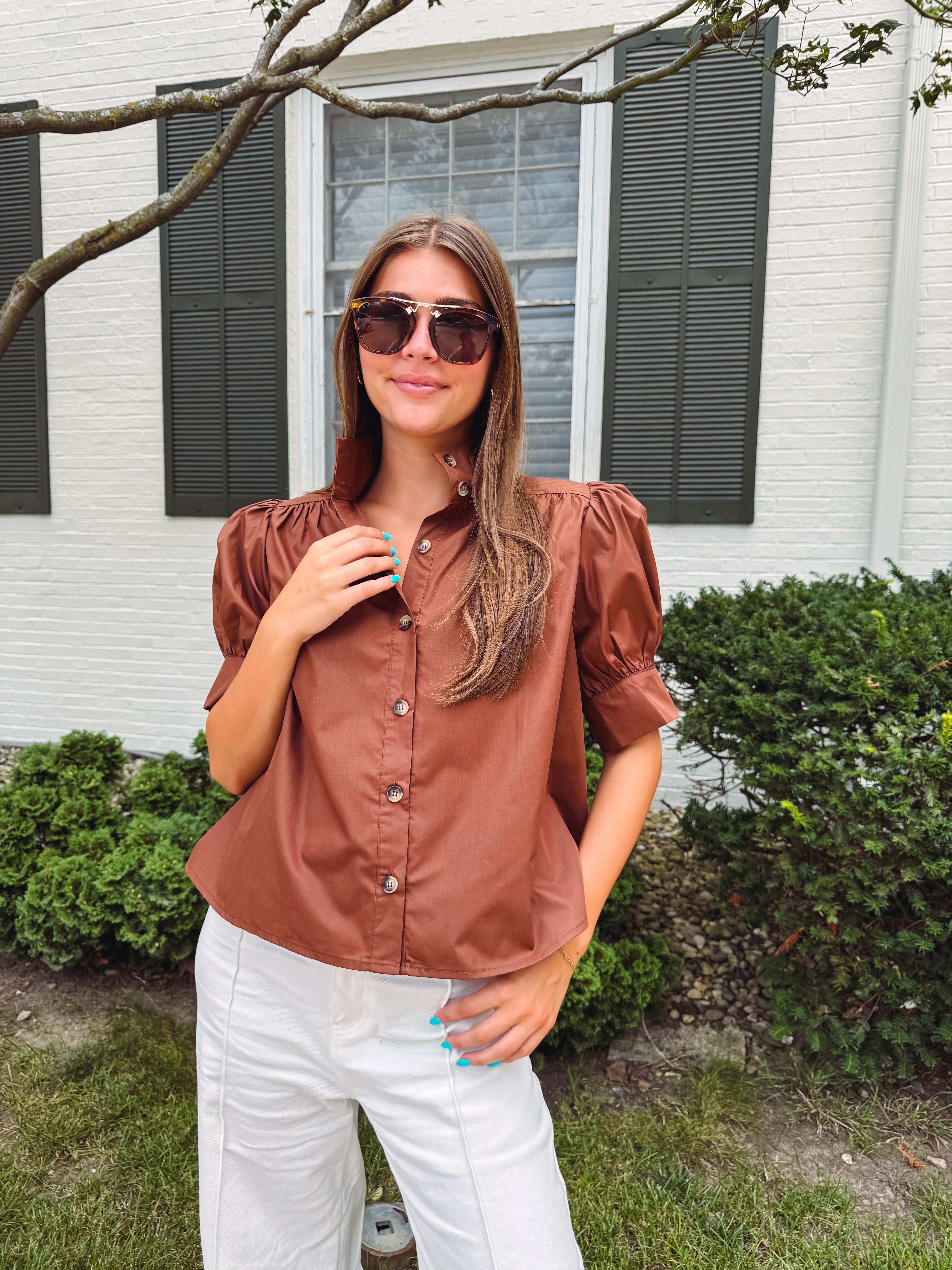 MARLOWE BLOUSE CHOCOLATE | Shop Fira Boutique | Effortless