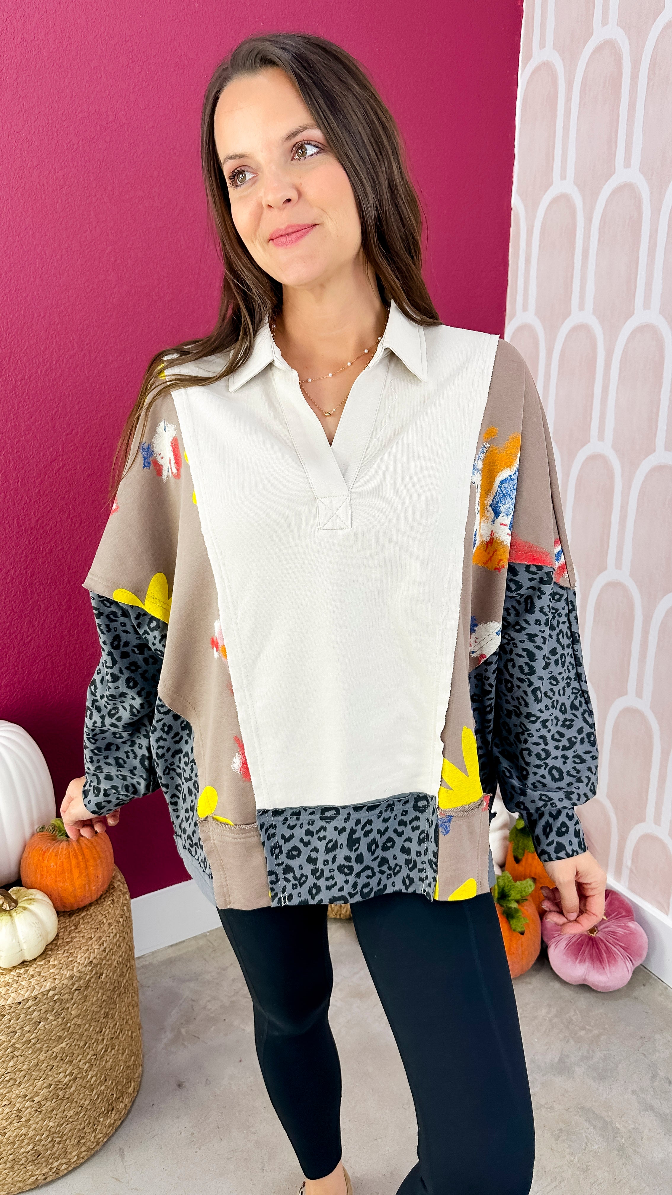 Scrapbook My Heart Collared Pullover | Flaunt Boutique