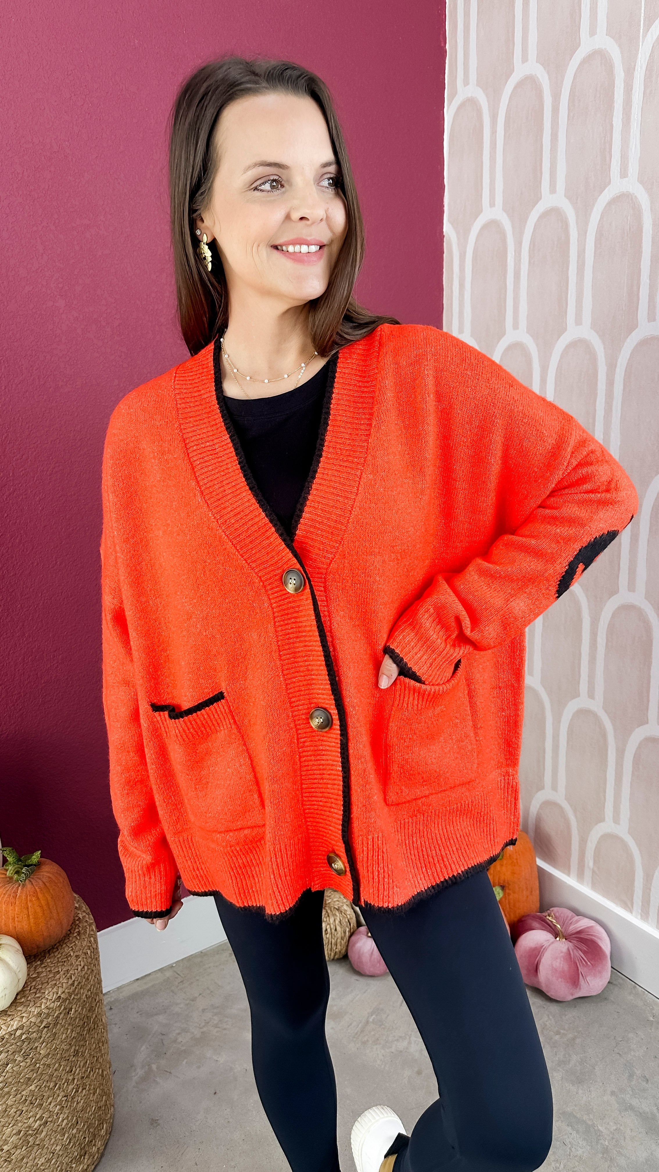 トップス PERVERZE Archive Knit Cardigan Orange Bright Orange Zigzag Knit Cardigan – HunarByDevi