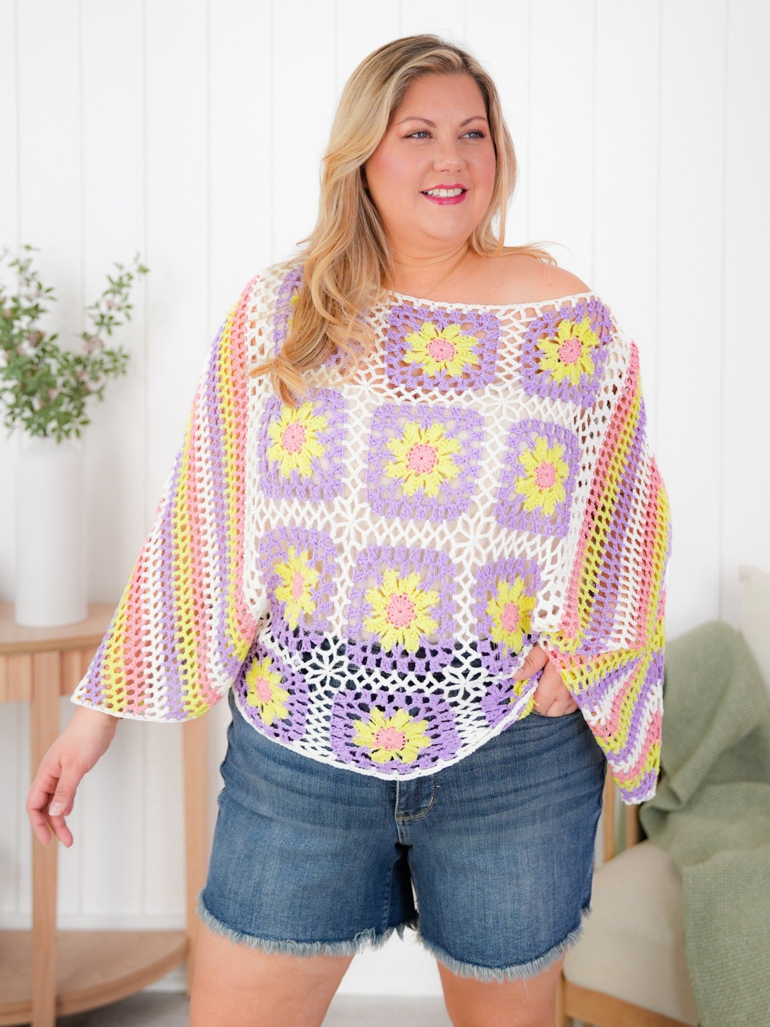 crochet batwing top