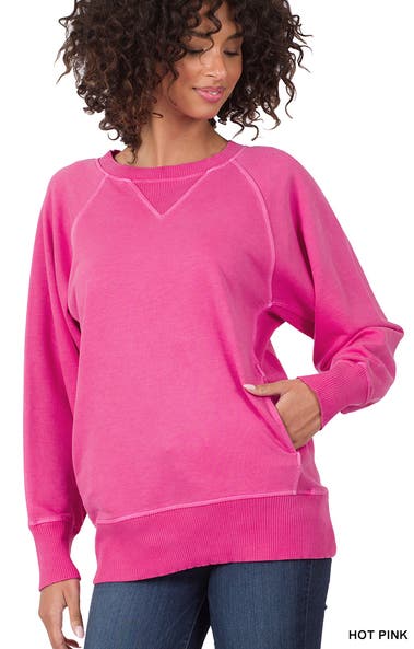 Door Buster! Zenana Pigment Dyed French Terry Pullover w/ Pockets (Multiple  Colors) *Final Sale*
