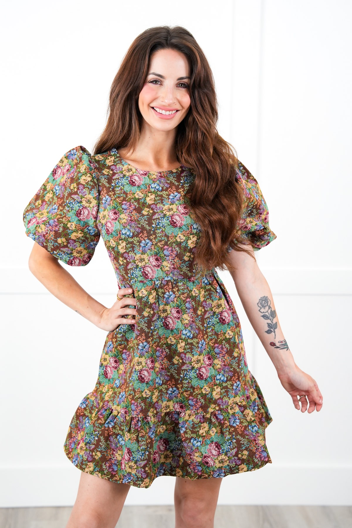 Poppy CLOUD FLOWERS JACQUARD MIDI DRESS 【公式通販】