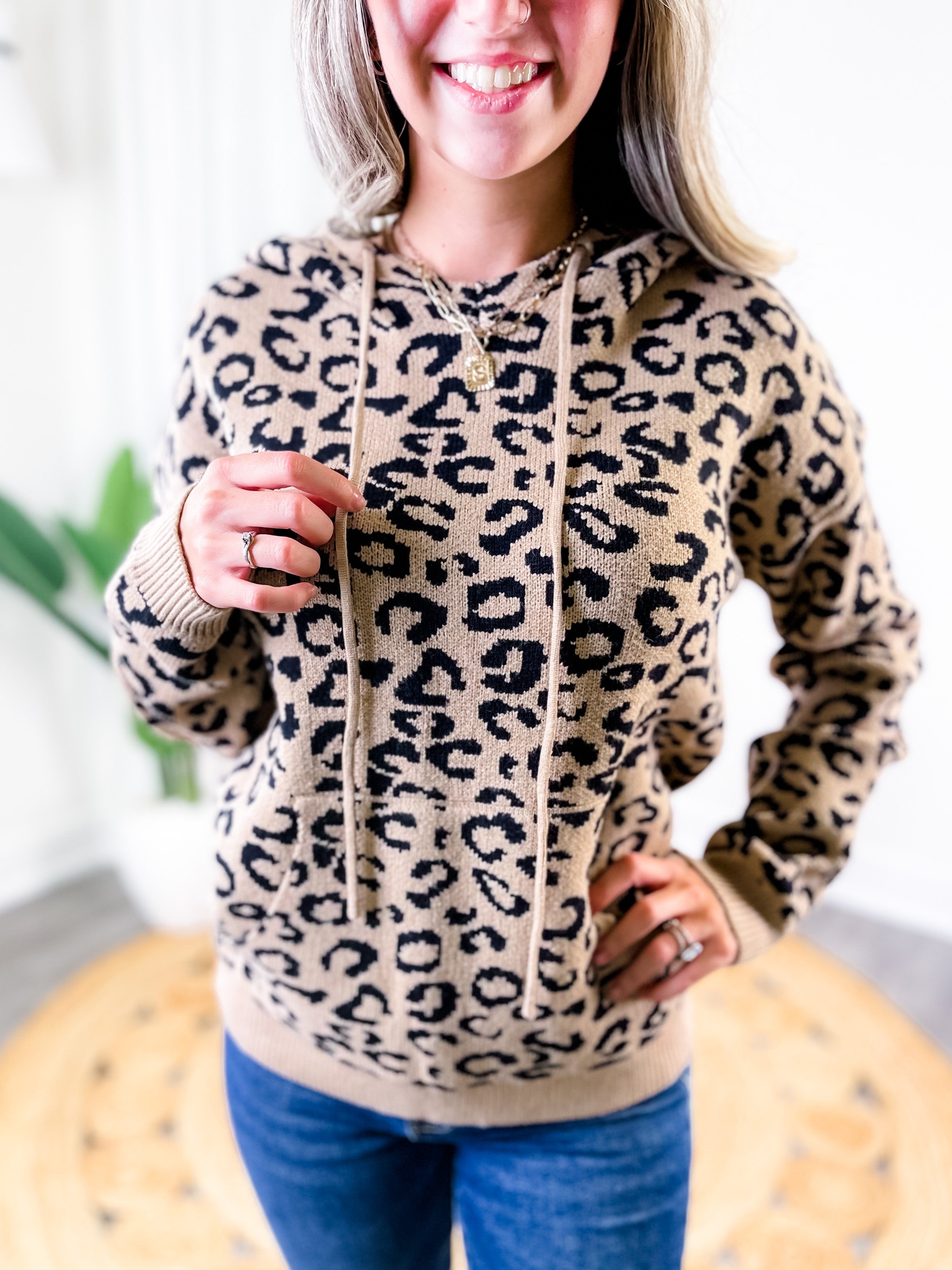 Leopard Long Sleeve Pullover Hoodie 