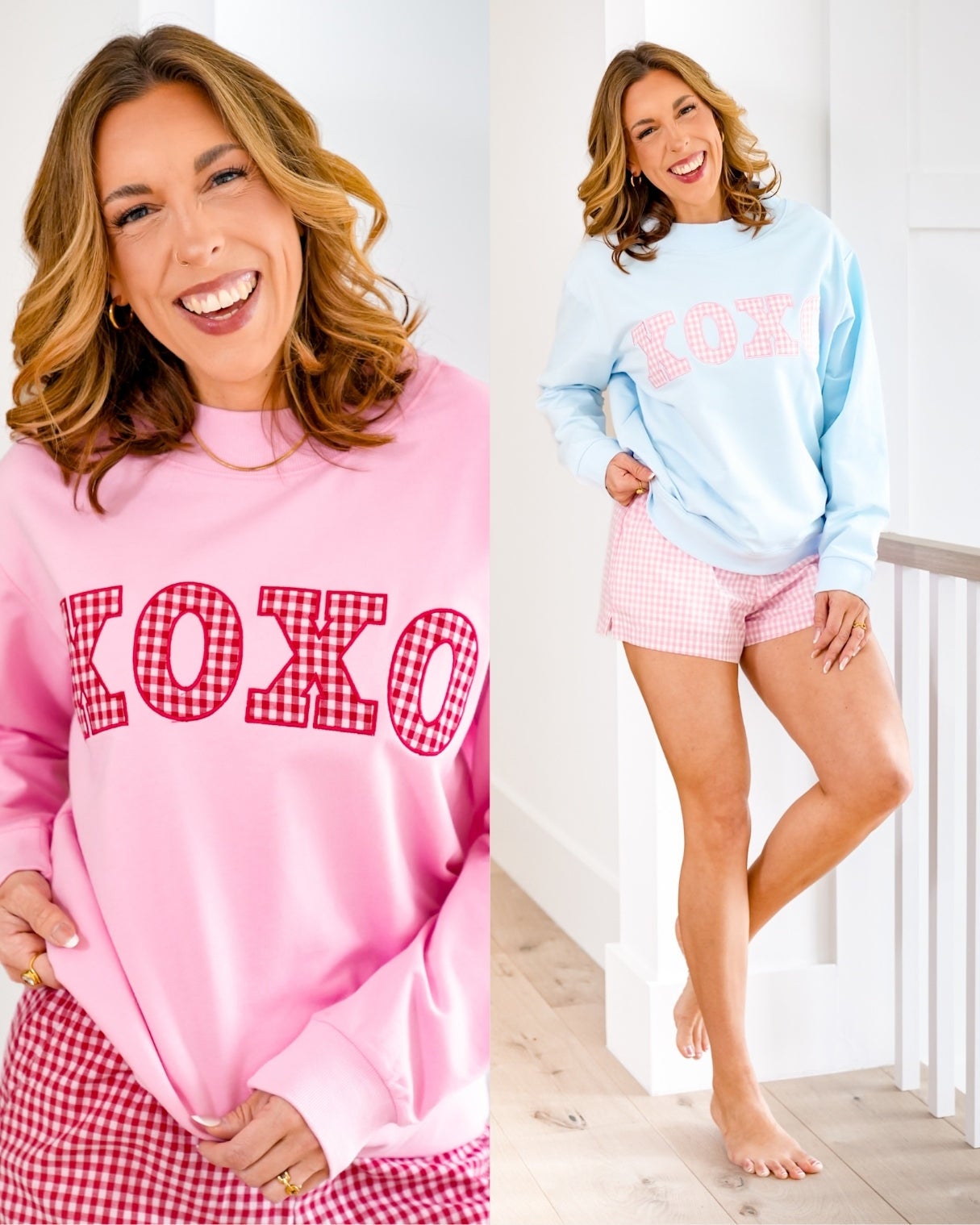 Long Sleeve Mock Neck Gingham 