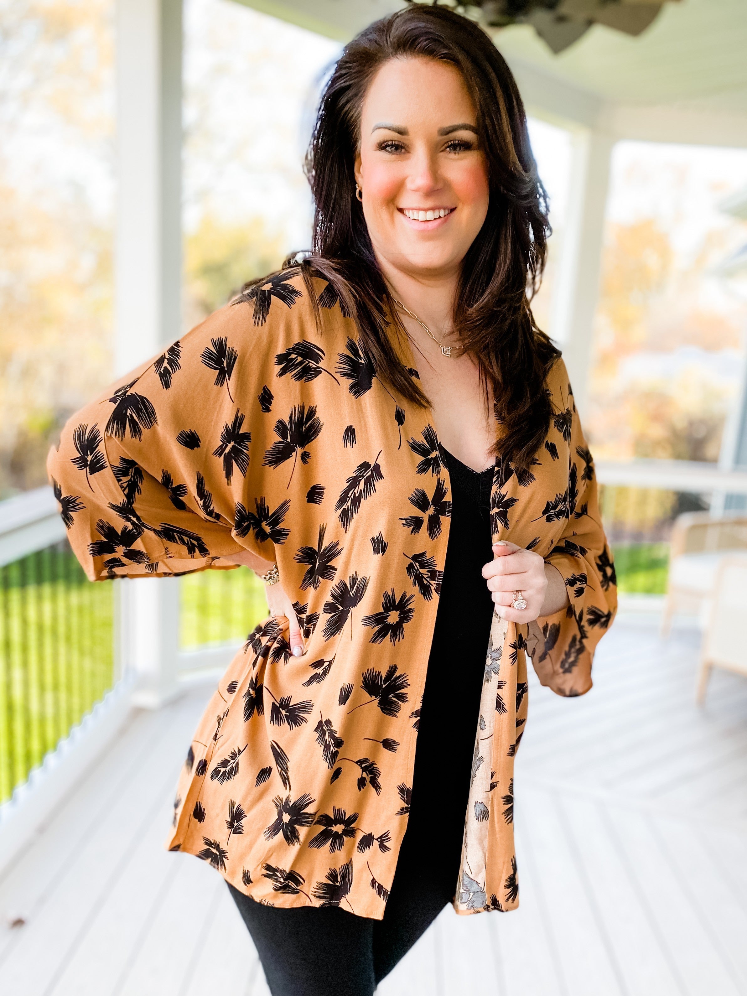 PLUS/REG Floral Open Cardigan Top 