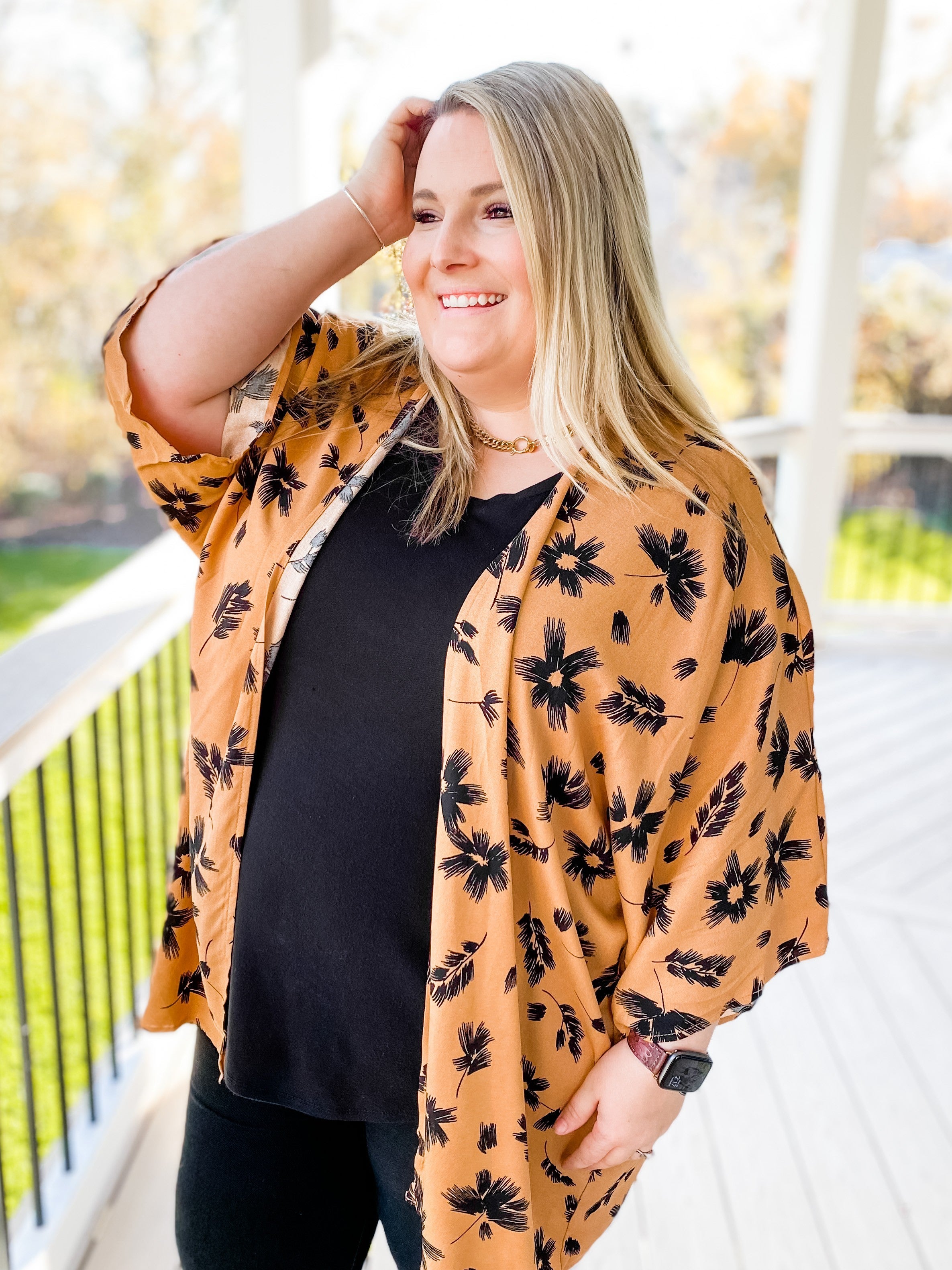 PLUS/REG Floral Open Cardigan Top 