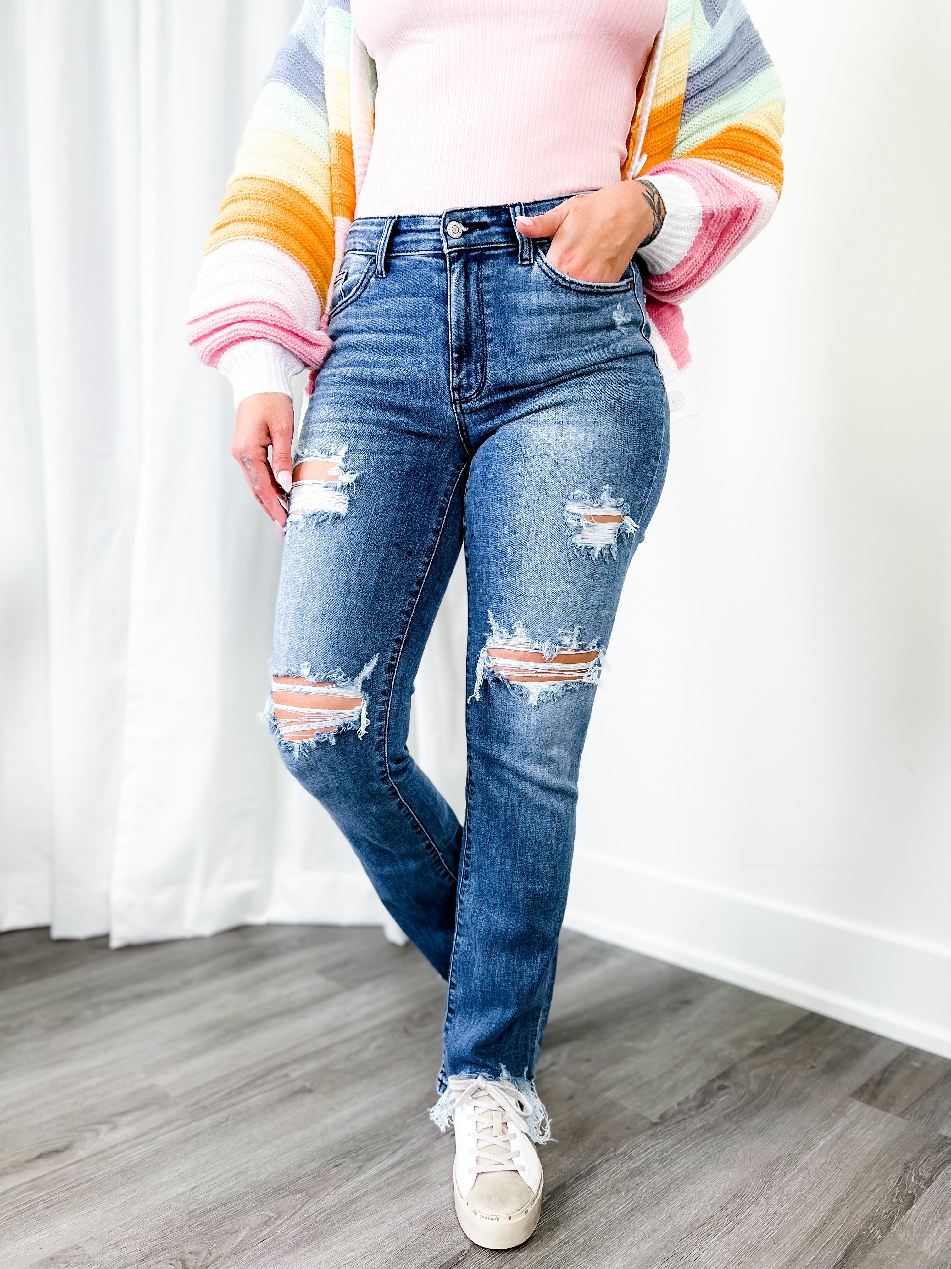 ★ ★ South Mid Blue 90s Straight Fit Eco Cool De Women's Mid Rise 90s Straight Jean | Women's Clearance