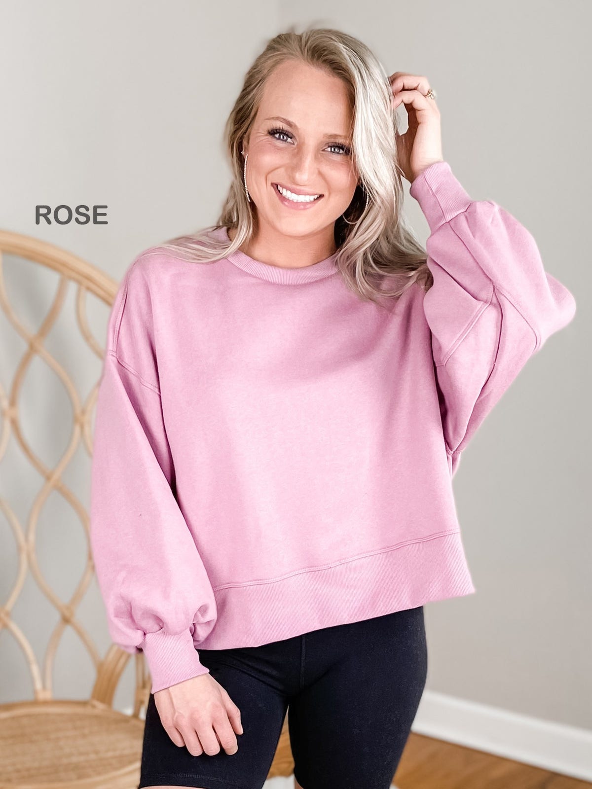 Door Buster! PLUS/REG Zenana Balloon Sleeve Sweatshirt (Multiple Colors)
