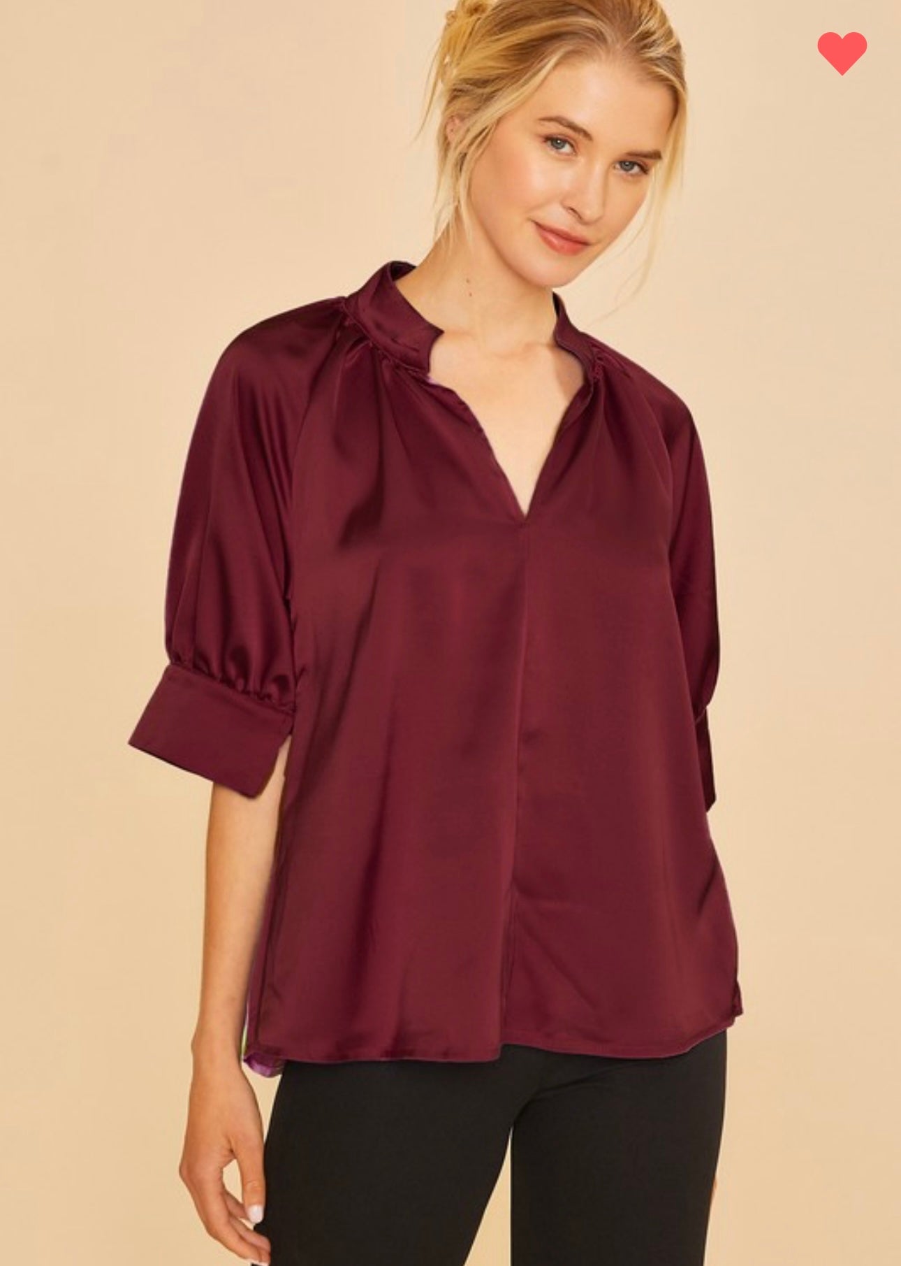 maroon satin top
