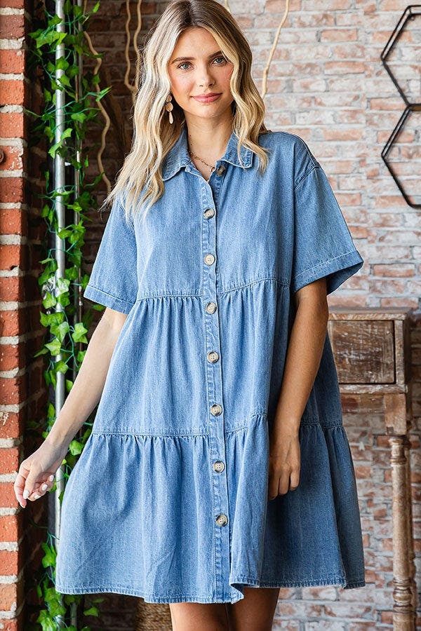 Button Down Short Sleeve Tiered Shirt Dress *Final Sale* | Frou-Frou Collection Button Down Short Sleeve Tiered Shirt Dress *Final Sale* | Frou-Frou Collection