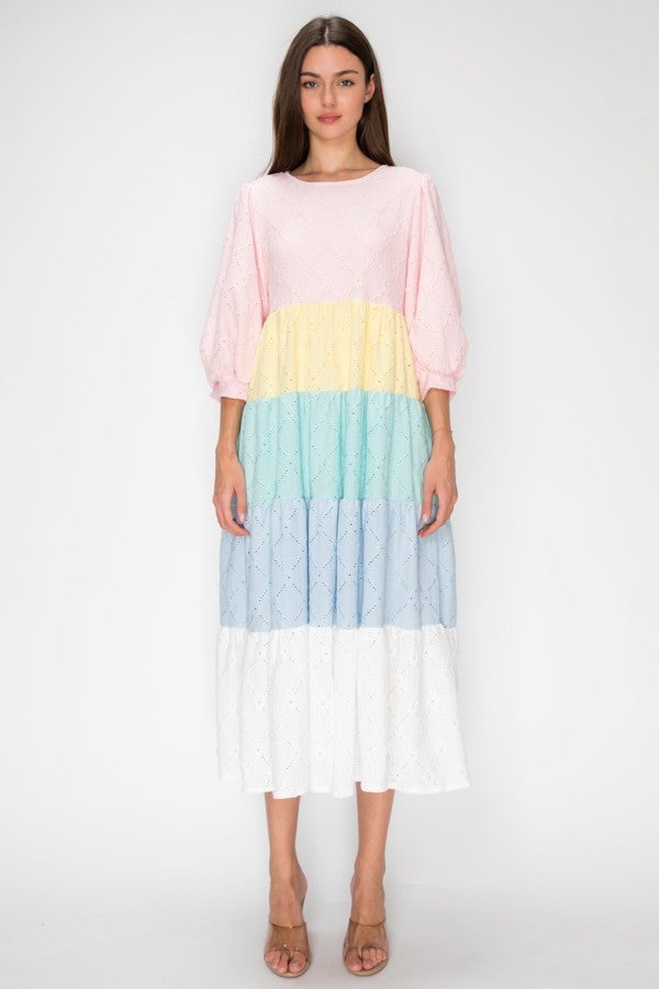 flounce layered dress Florence ~ Multi Print *Final Sale* WEDDING RECEPTION DRESS/GOWN
