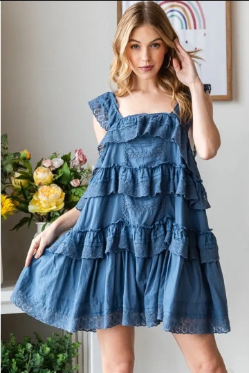 Embroidered Flower Denim Dress/gr | Homepage title Embroidered Flower Denim Dress/gr | Homepage title
