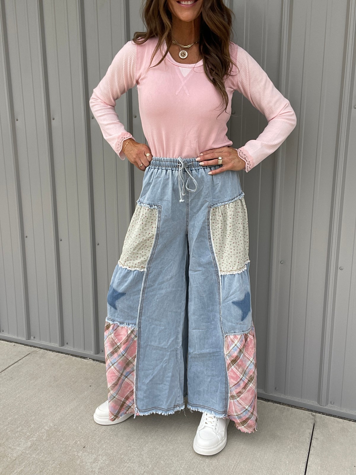 パンツ PHENOMENON NRL patchwork wide denim Patchwork Denim (Blue Wash) – WOODstack