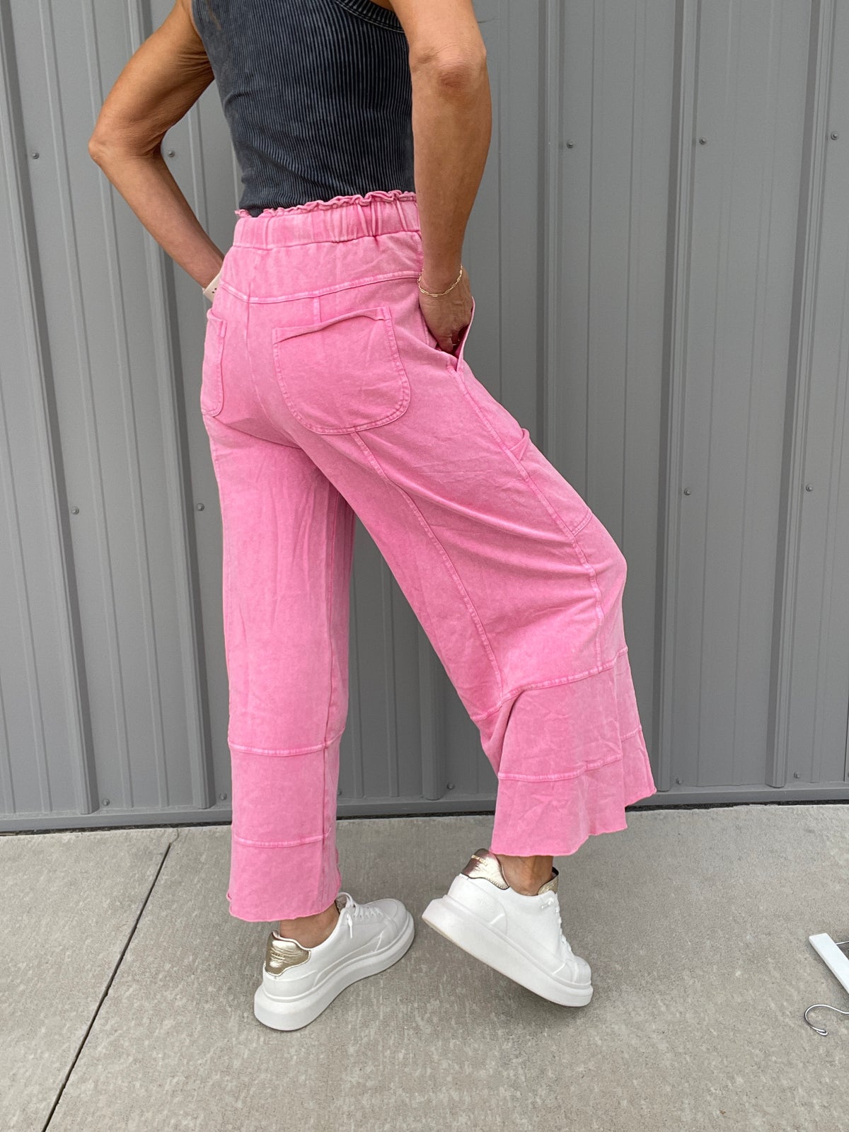 Get Going Mineral Washed Knit Crop Pants In 11 Colors graceann