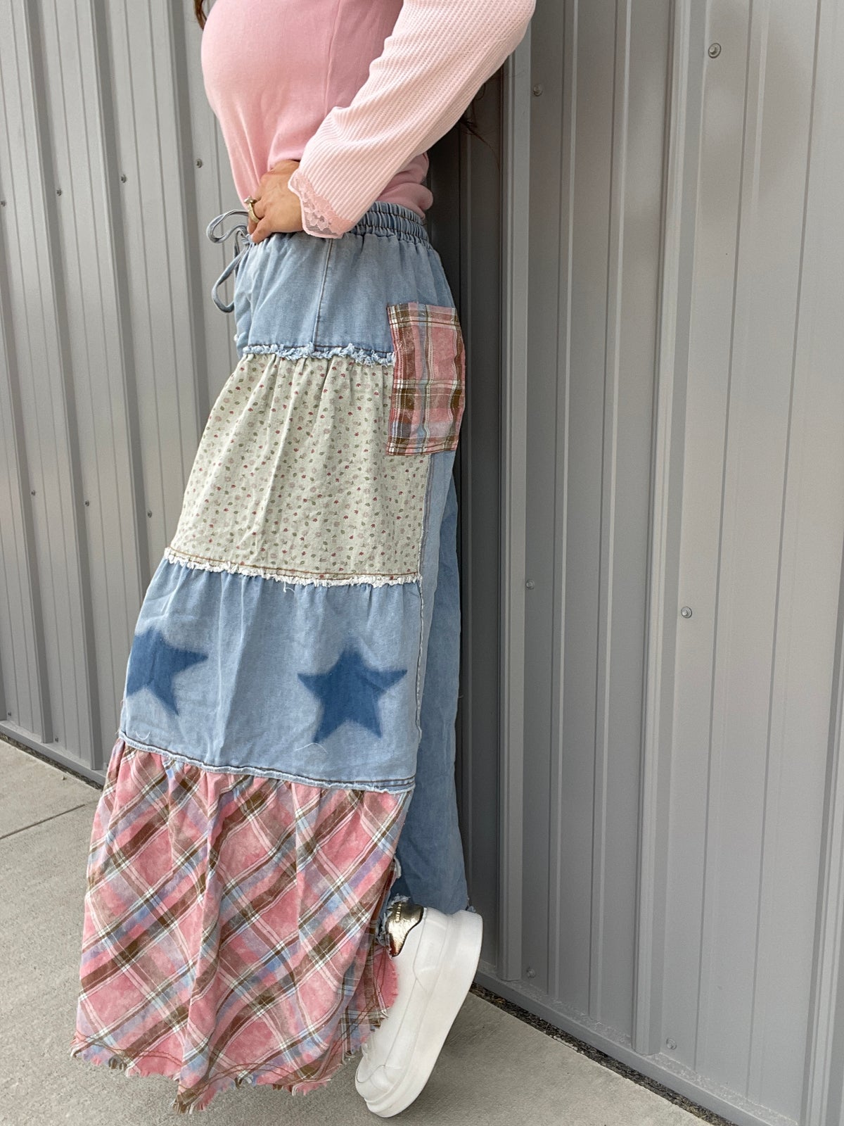 POL Patchwork Stardust Wide Leg Pants In 4 Colors | graceann