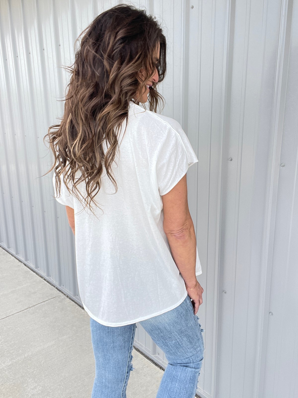 Pol Soft As Summer Dreamy V Neck Boyfriend Tee In 2 Colors