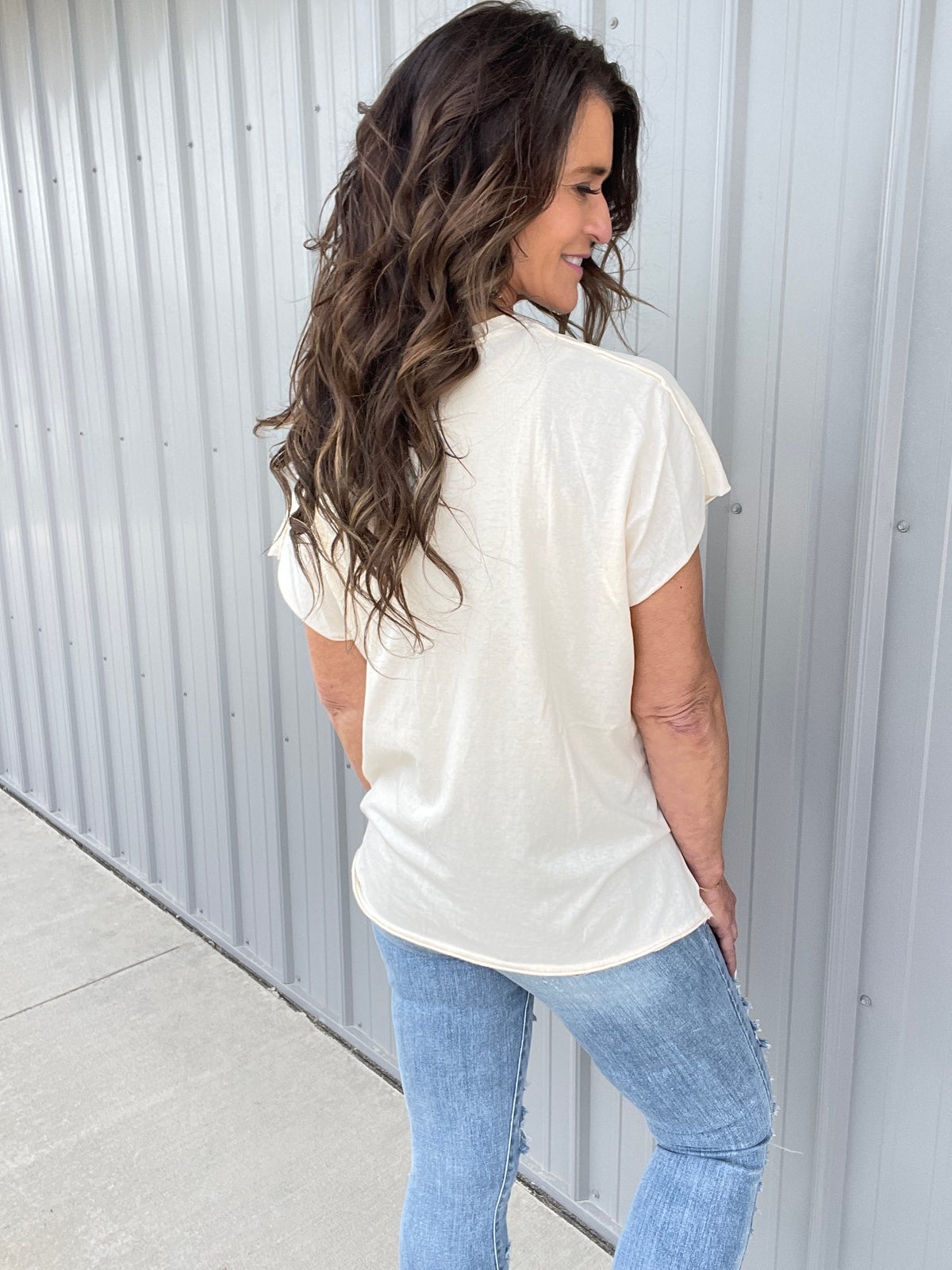 Pol Soft As Summer Dreamy V Neck Boyfriend Tee In 2 Colors